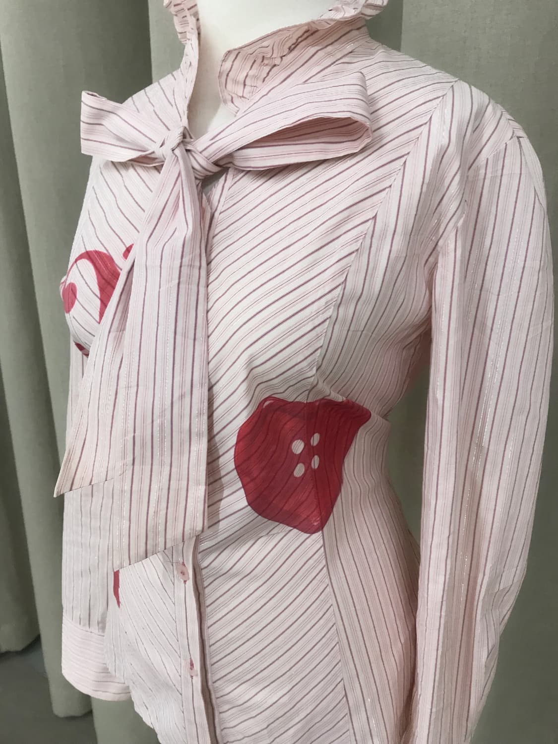 Ribbon Stripe Pink Shirt 상품이미지4
