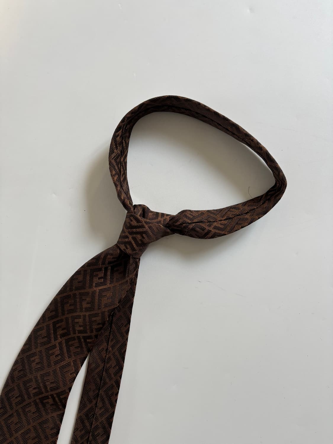 Fendi 펜디 브라운 FF로고 실크 넥타이  상품이미지3