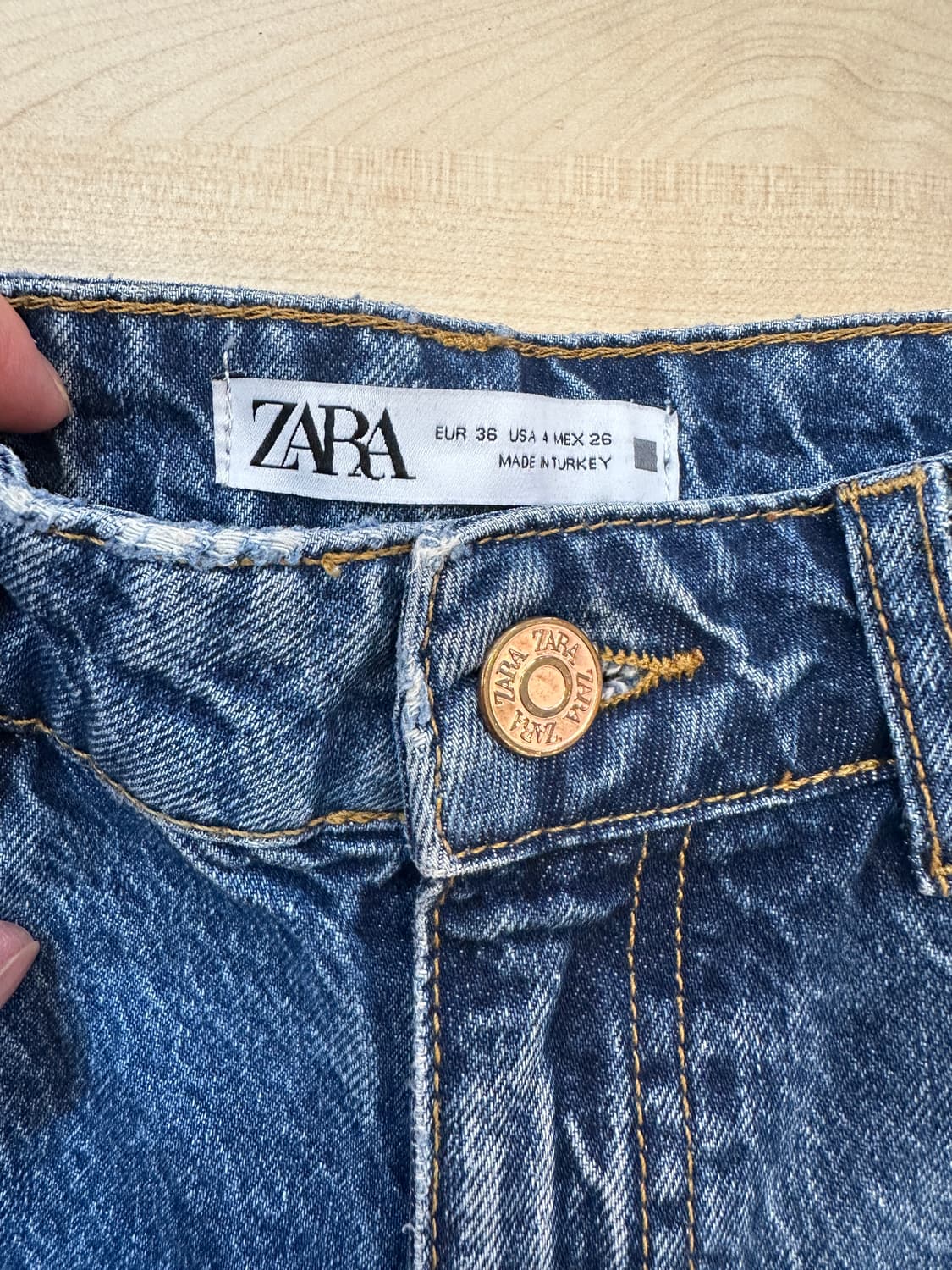 eu36) 자라 중청 워싱 일자 청바지 상품이미지4