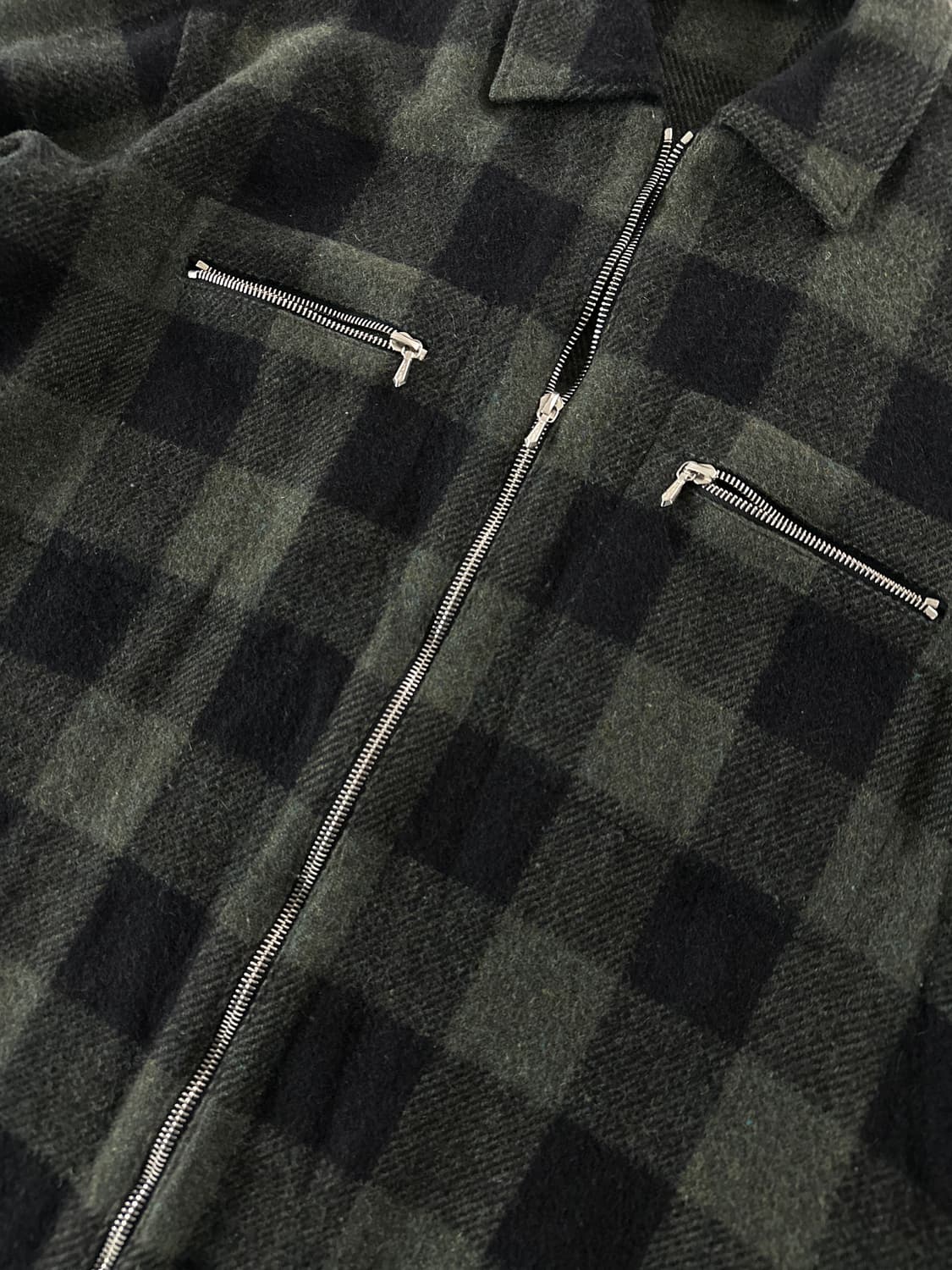 90s 빈티지 아네스베 옴브 버팔로 체크 울 집업 자켓 상품이미지5