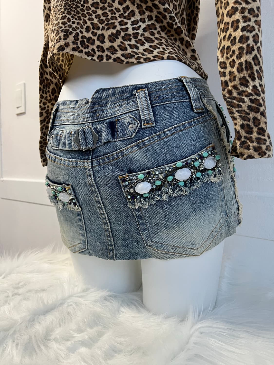 DOROA 비즈 데님 미니 스커트 상품이미지5