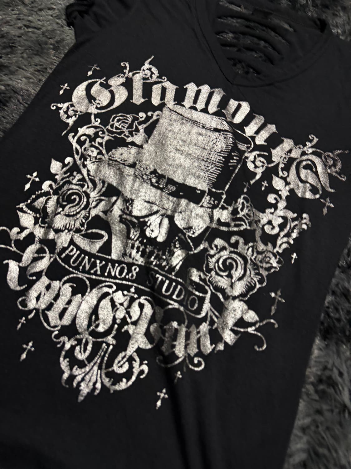 등판 절개 실버레터링 y2k 반팔 상품이미지6