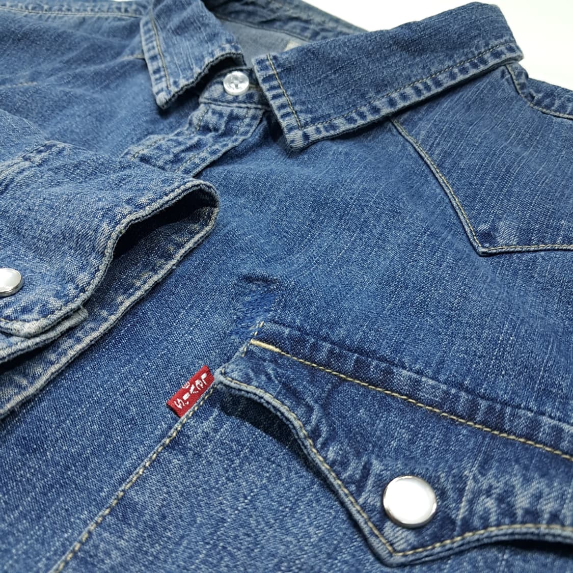 CL714 2XL 리바이스 코튼 펄스냅 웨스턴 데님셔츠 남방 상품이미지5