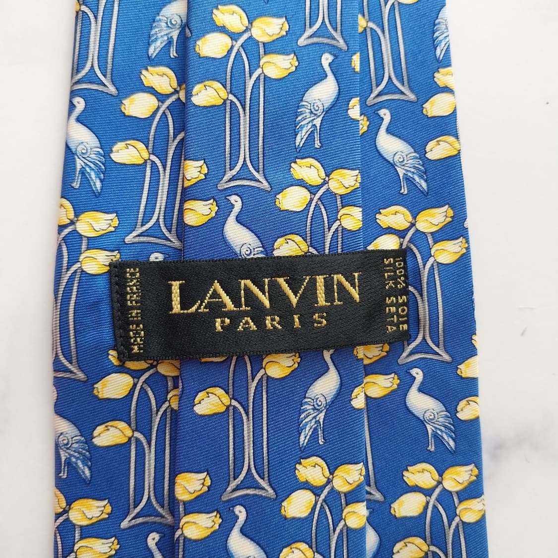 랑방 블루 버드 플라워 패턴 넥타이 9.5cm A+~A등급 K2413 상품이미지8