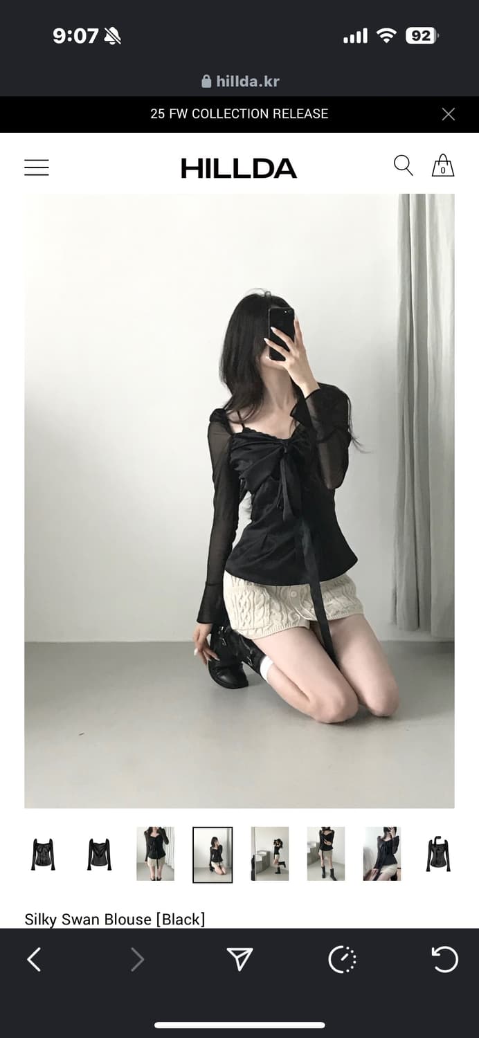 힐다x고희 실키 스완 블랙 블라우스 상품이미지5