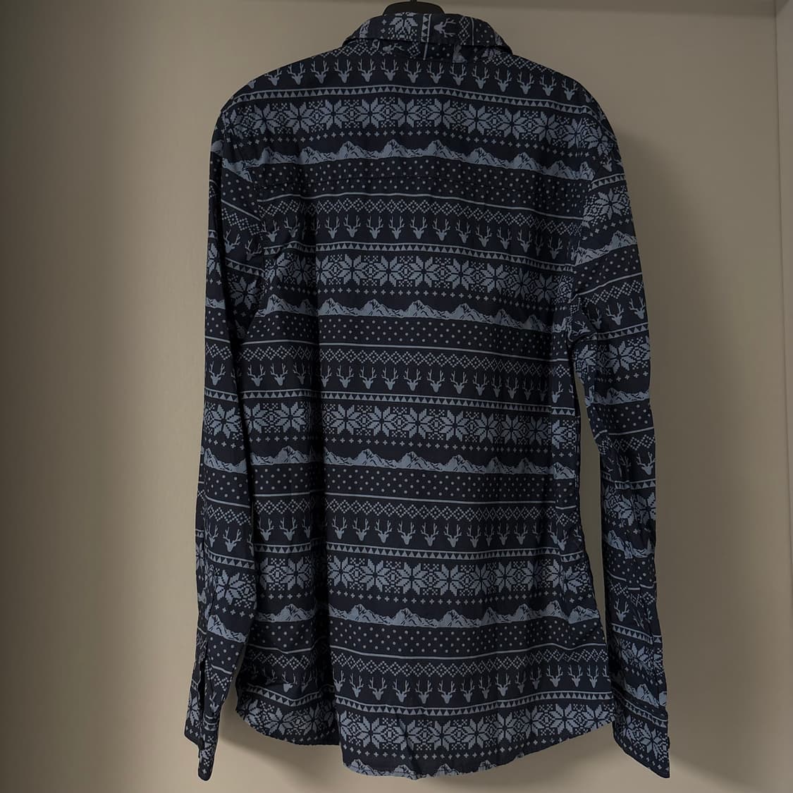 H&M blue nordic pattern shirts S 상품이미지3
