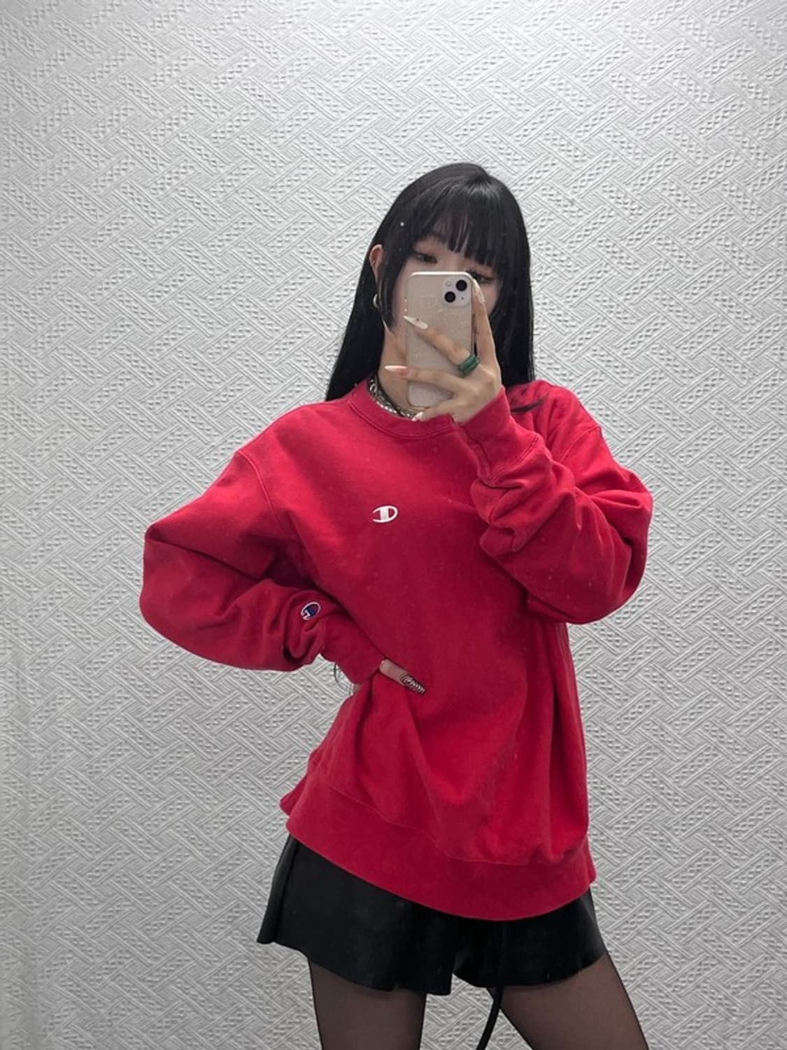 챔피온 올드스쿨 레트로 빈티지 비비드 레드 맨투맨 L C09426 상품이미지2