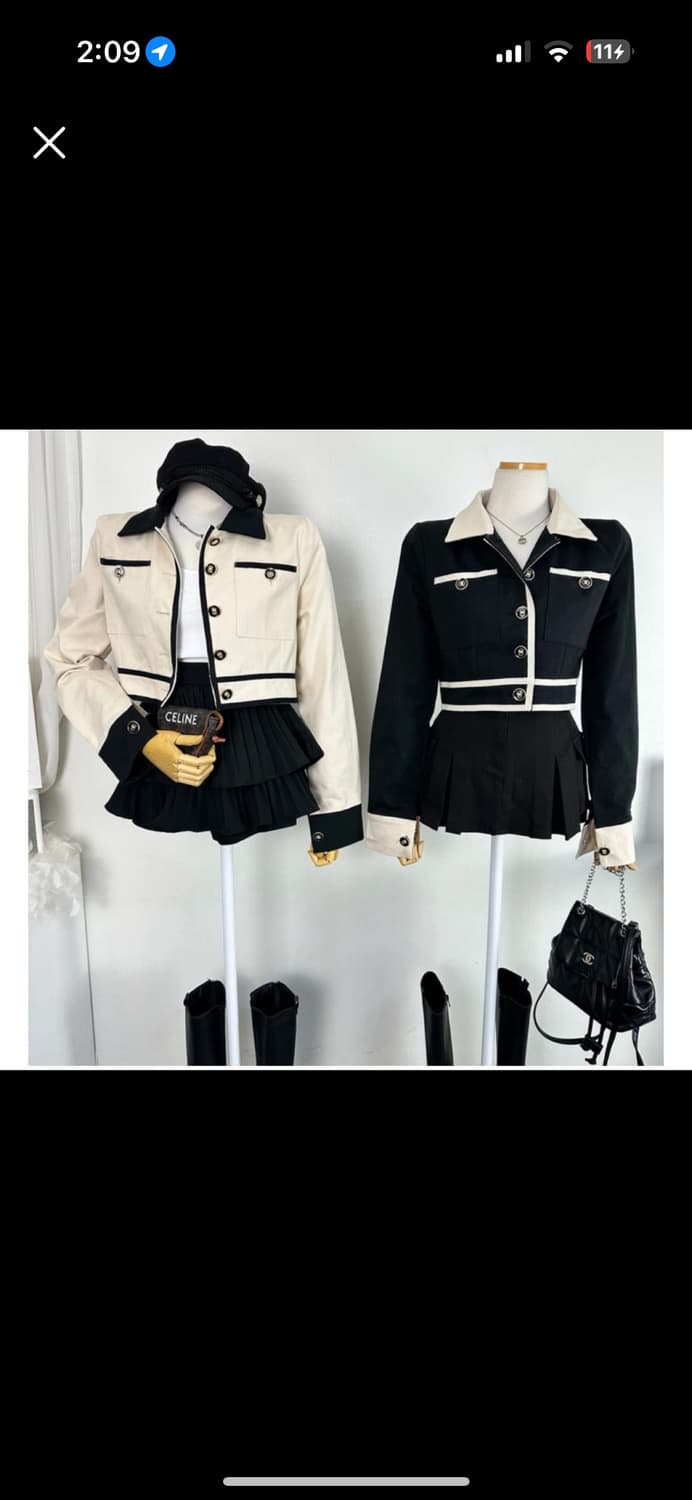 금장 단추 블랙 카라 자켓  상품이미지1