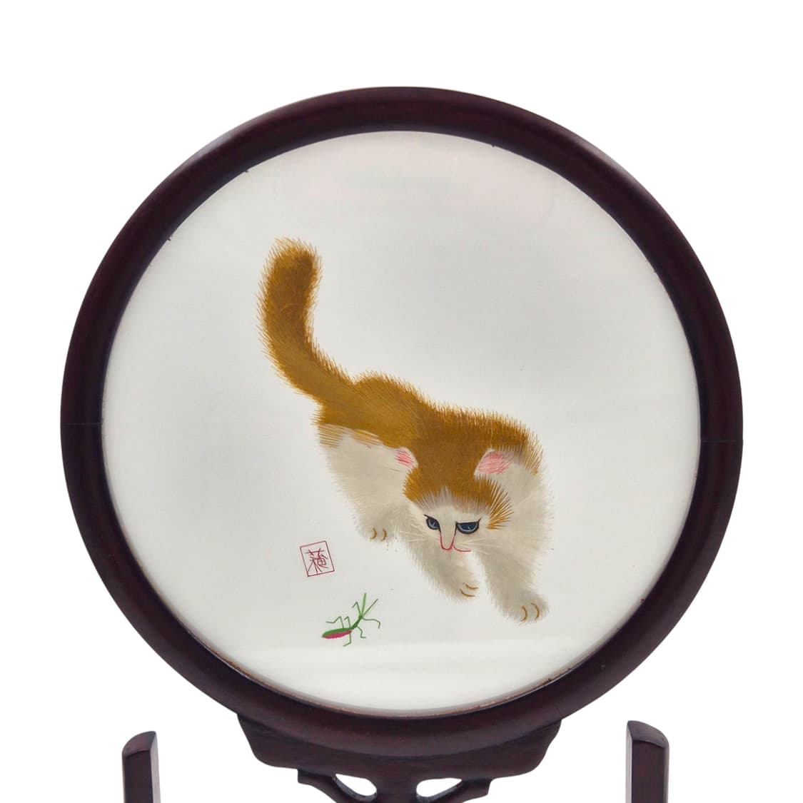 70s 쑤저우 오리엔탈 자수 고양이 우드 장식 상품이미지2