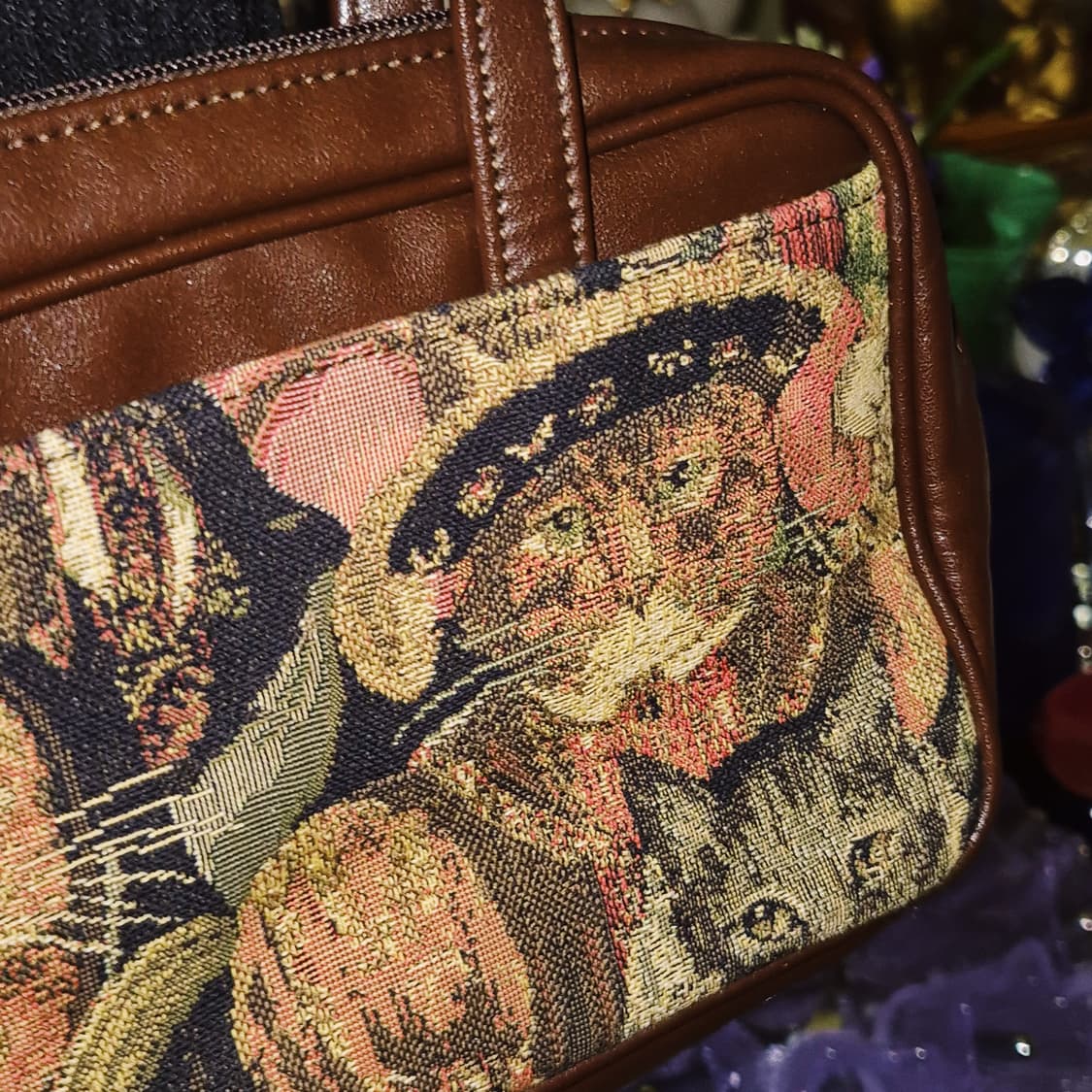 90s 도쿄 야마토야 고블랭 엔틱 고양이 핸드백 상품이미지8