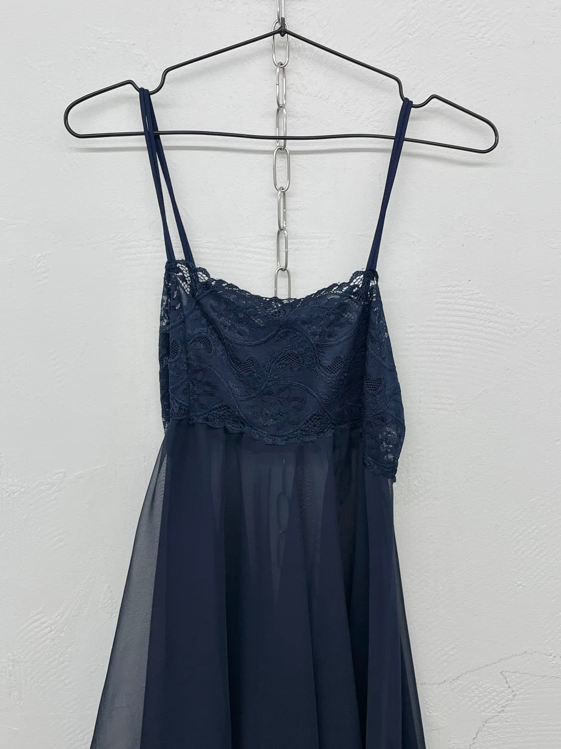 네이비 시어 언발 슬립 상품이미지5