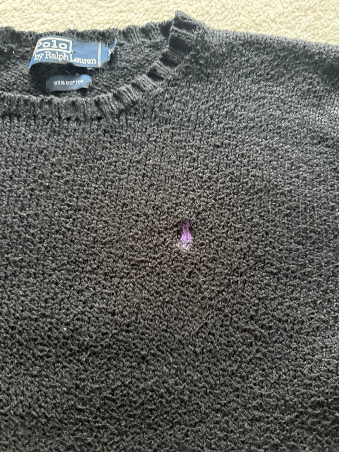 폴로 랄프 로렌 블랙 코튼 크루넥 스웨터 상품이미지4