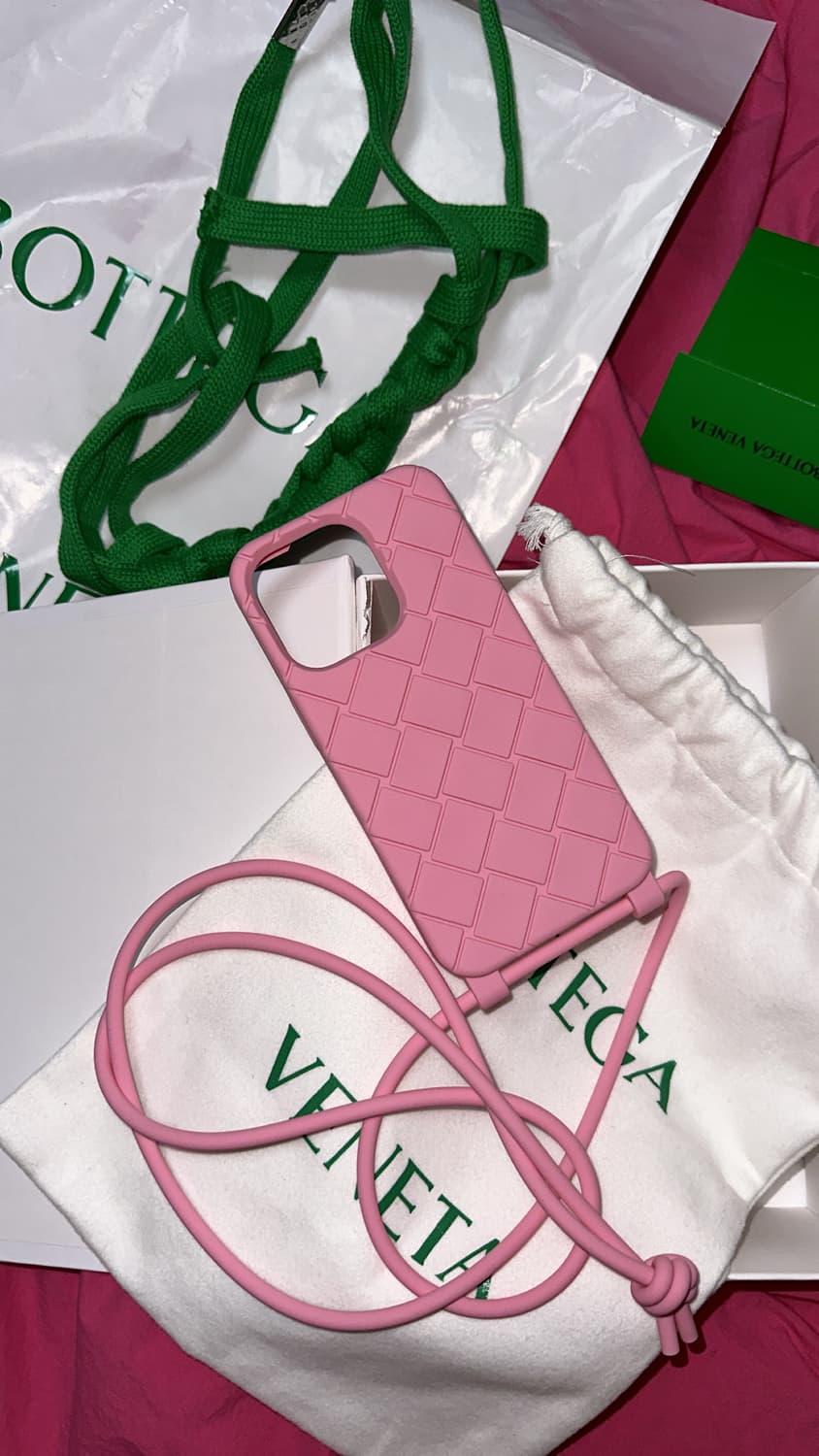 14프로 보테가베네타 핑크 아이폰 케이스 스트랩 세트 상품이미지1