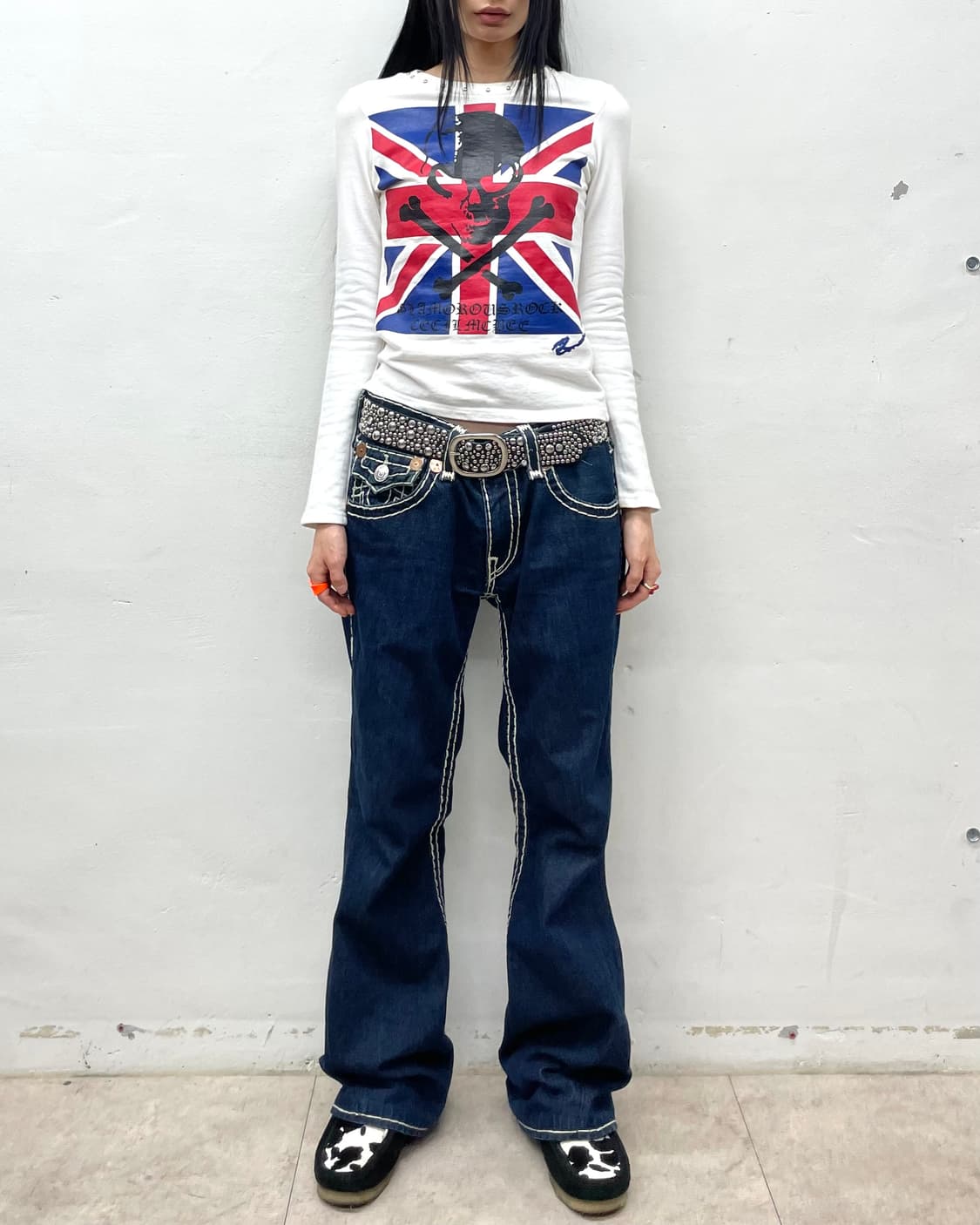 Skeleton Big American Flag Stud Long Sle 상품이미지5