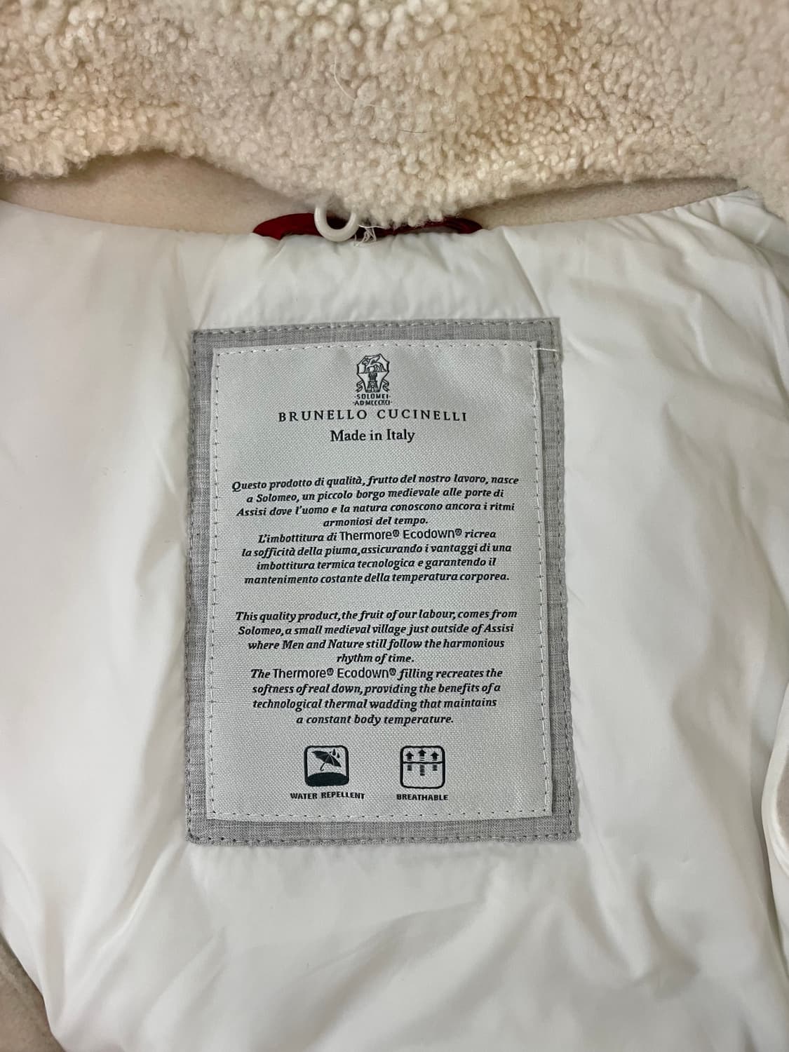 브루넬로 쿠치넬리 캐시미어 시어링 경량 패딩 자켓 48 상품이미지3