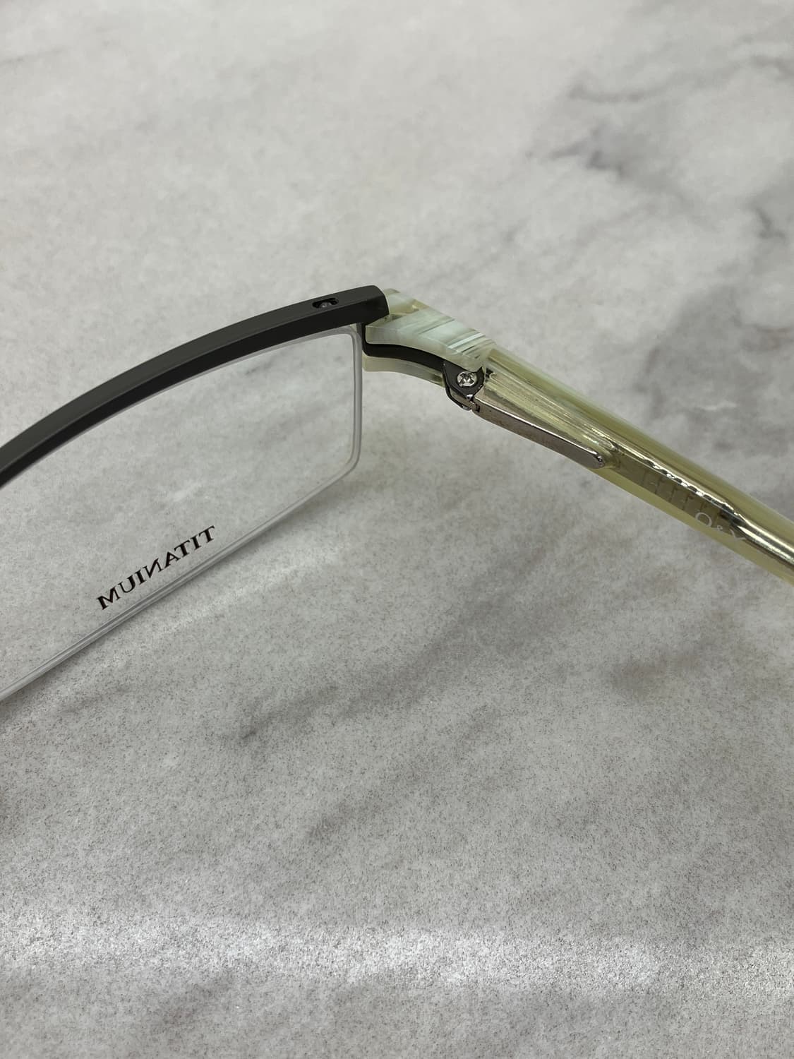 오앤엑스 O&X New York 에메랄드 그레이 스퀘어 반무테 메탈 안경 상품이미지3