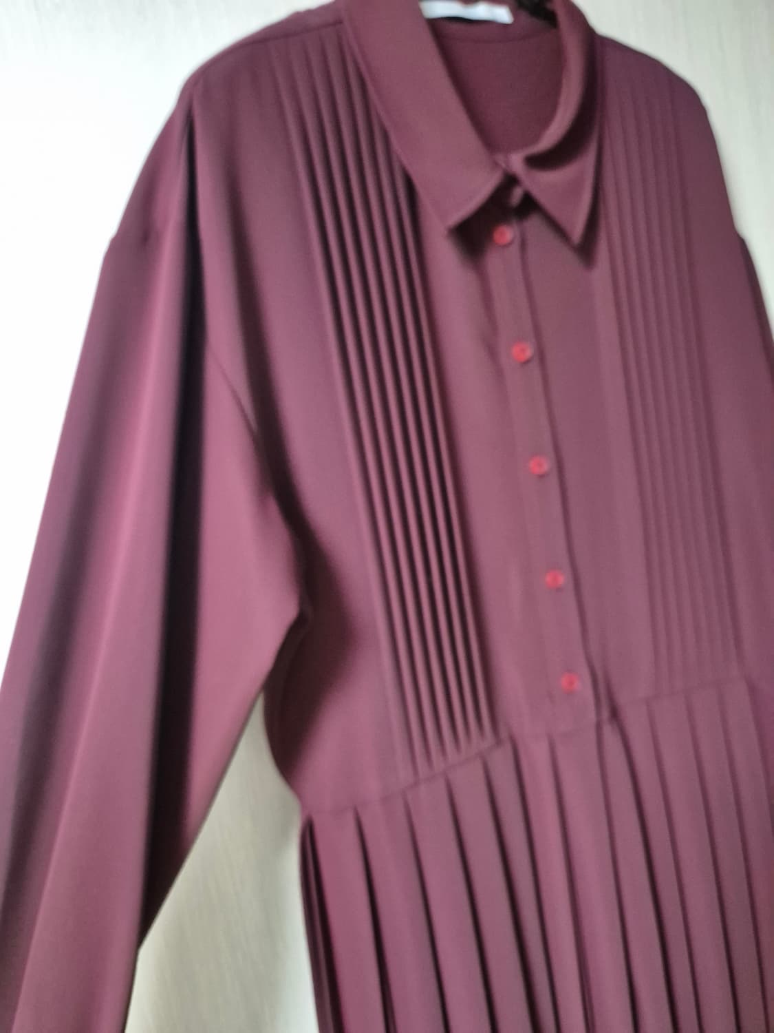 로우클래식 플리츠 원피스 드레스 버건디 m 셔츠원피스 상품이미지5