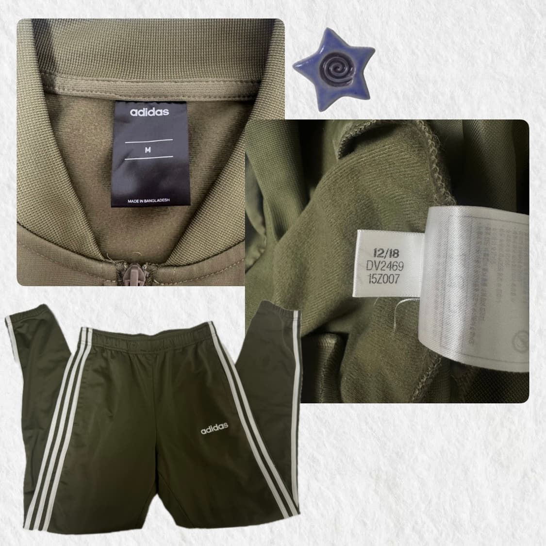 아디다스 카키 레터링 트랙탑 져지 M사이즈 셋업 판매합니다! 상품이미지2