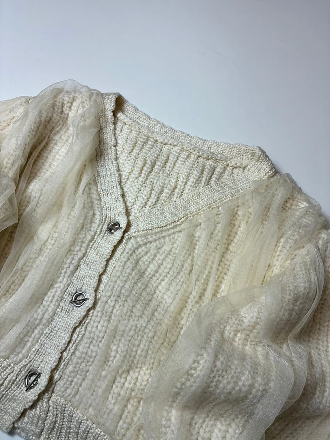 스니델 SNIDEL 재팬 튤 레이어드 니트 가디건 PN8420 상품이미지3