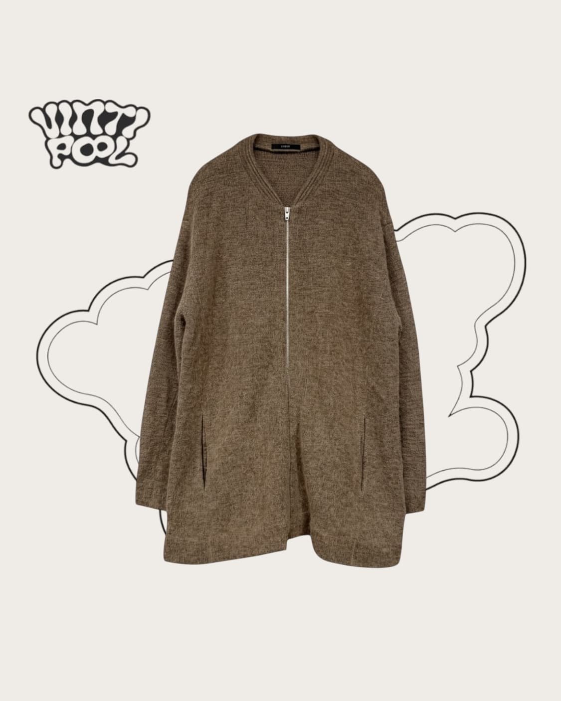 SYSTEM 시스템 알파카 울 혼방 투웨이 롱 집업 가디건 F브라운(w) 상품이미지1