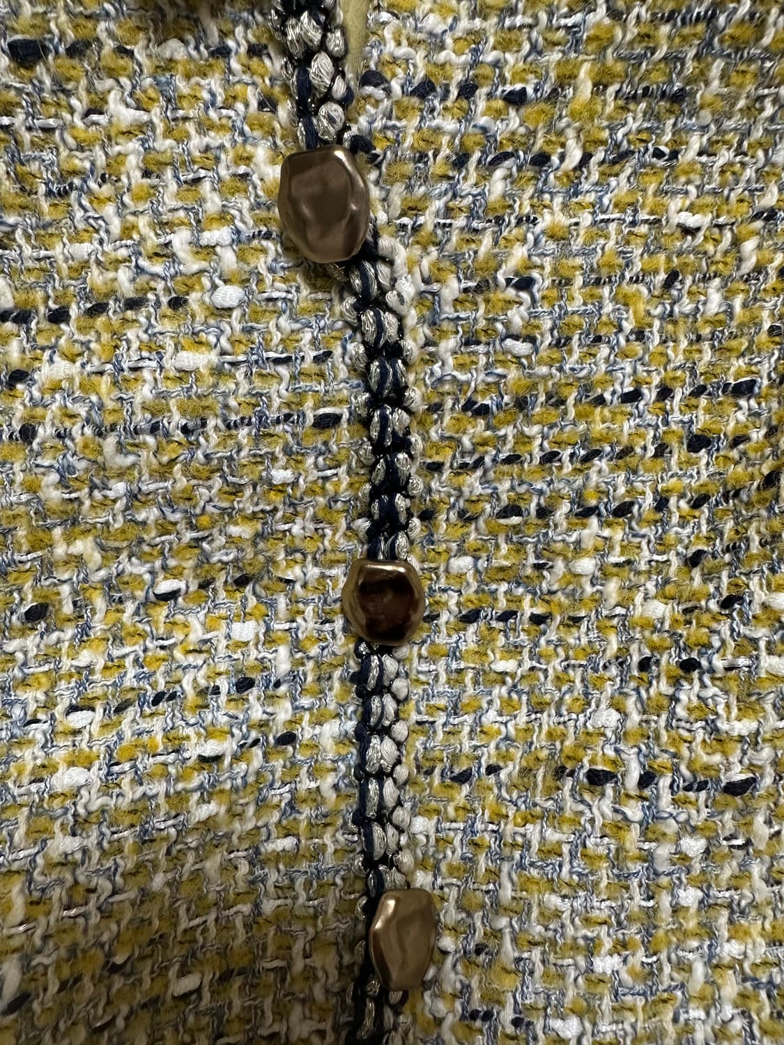 시슬리 트위드 반팔 원피스 옐로우 상품이미지8