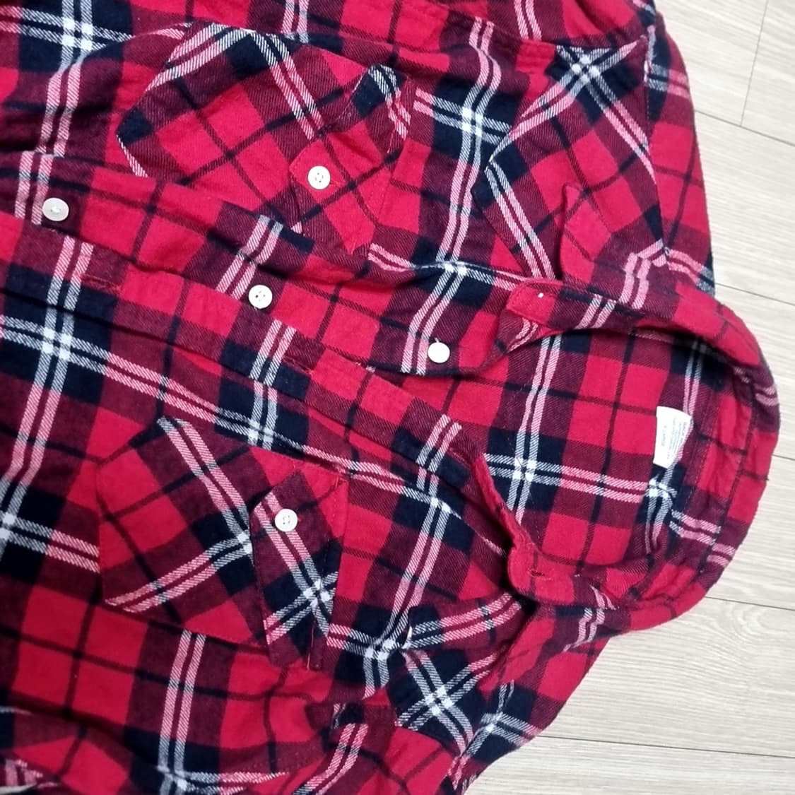 백 넘버 일판 레드 체크 남방 셔츠 긴팔(100) 상품이미지2