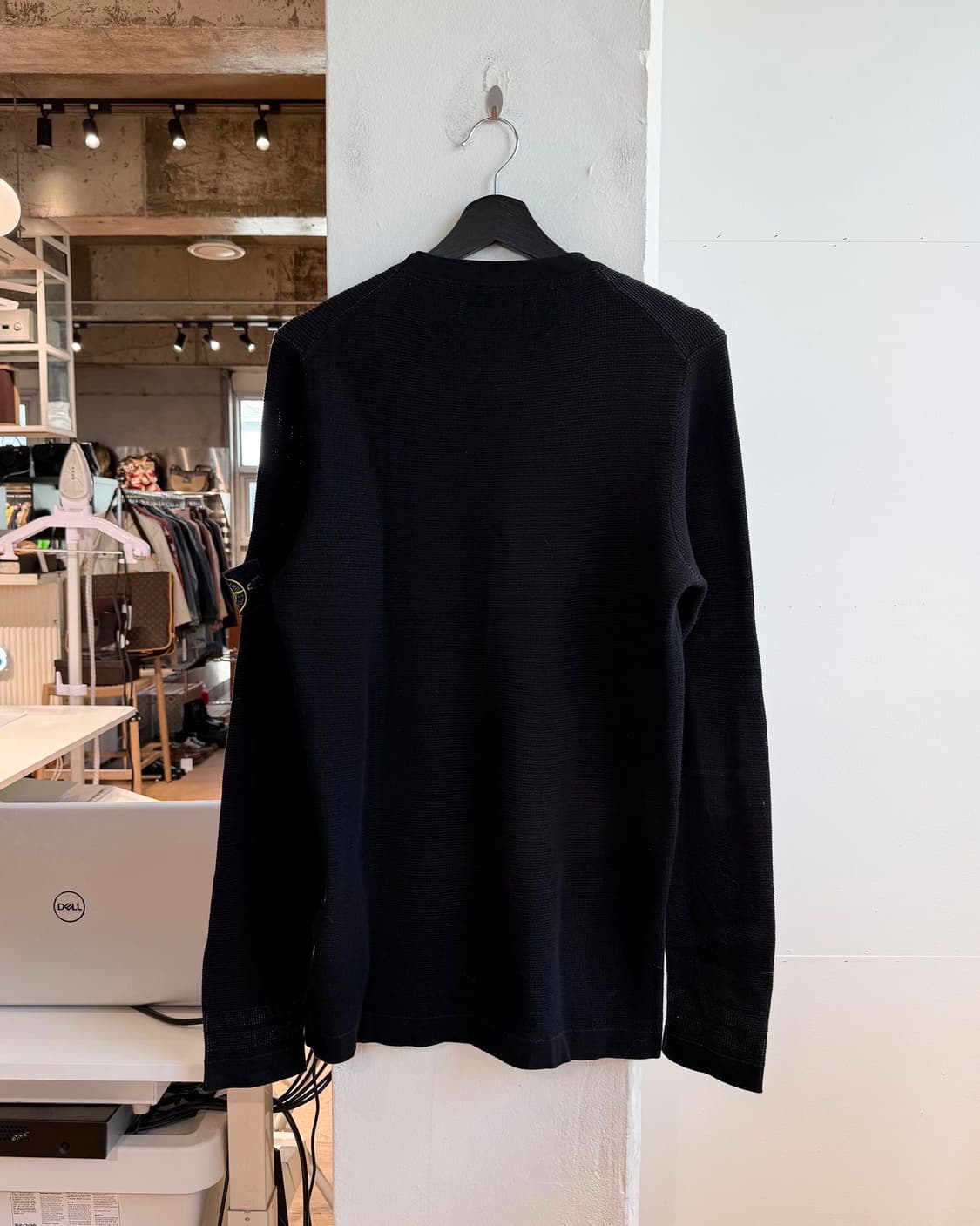 스톤아일랜드 블랙 와플 크루넥 니트  상품이미지7