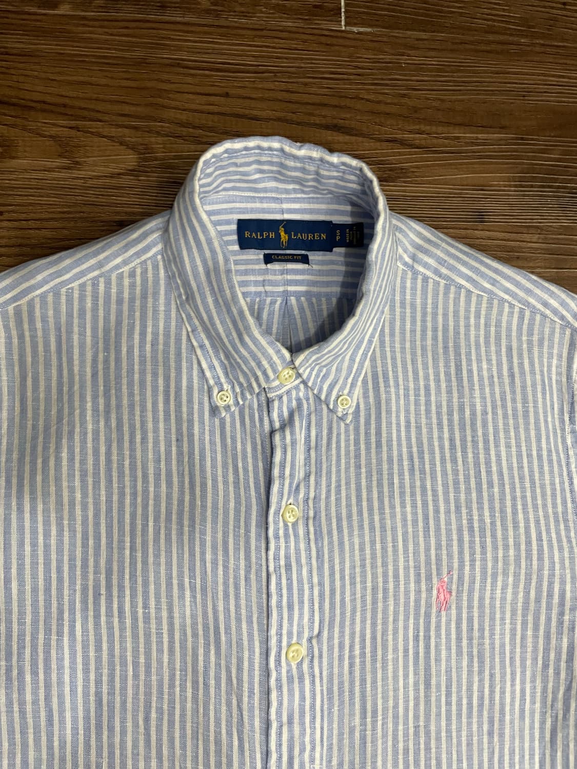 폴로 클래식핏 린넨 스트라이프 셔츠 상품이미지1