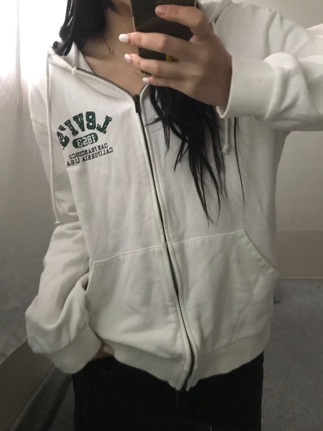 리바이스 화이트 빈티지로고 후드집업 상품이미지2