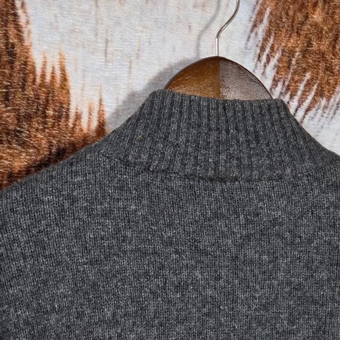 빈티지 챠콜 노르딕패턴 패디드 니트집업 상품이미지7