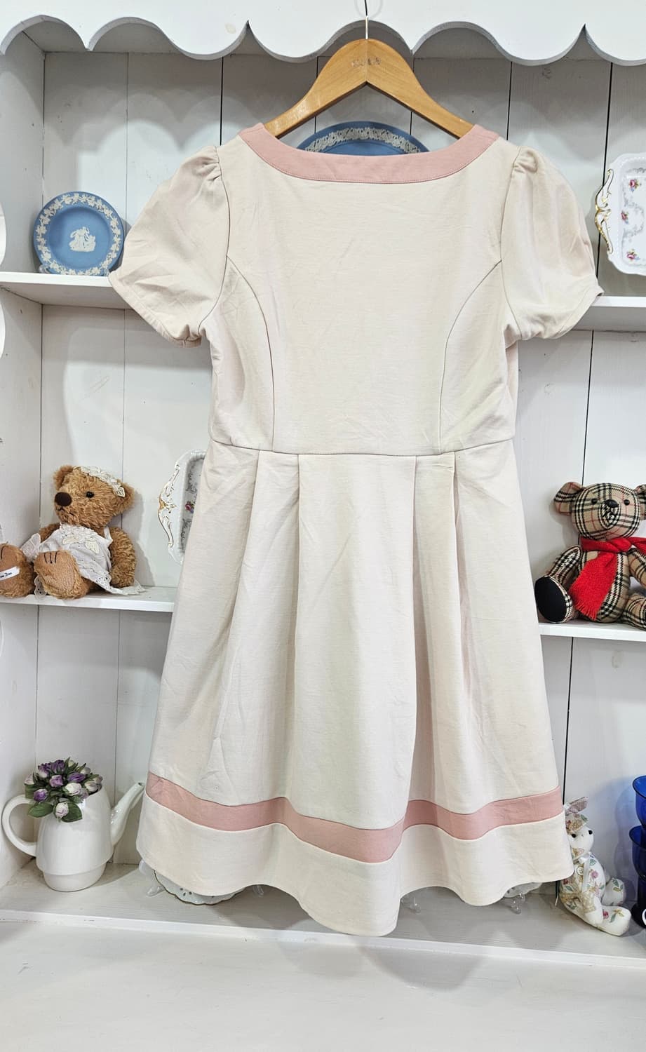 베이비핑크 리본 플레어 원피스 상품이미지4