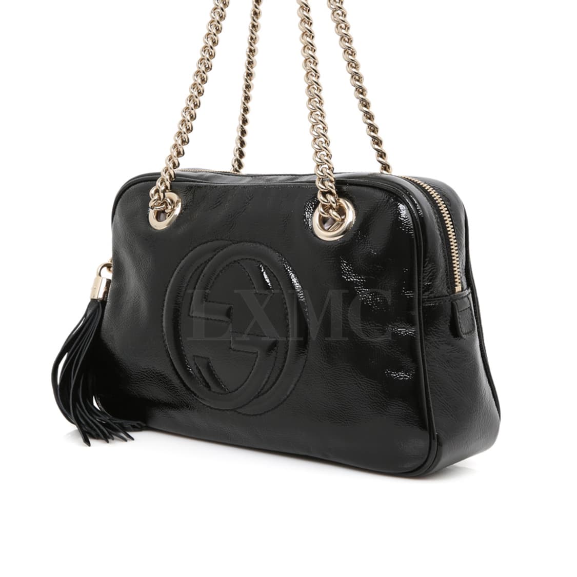 구찌 소호 더블 체인 숄더백 블랙 페이던트 로고백 308983 상품이미지3