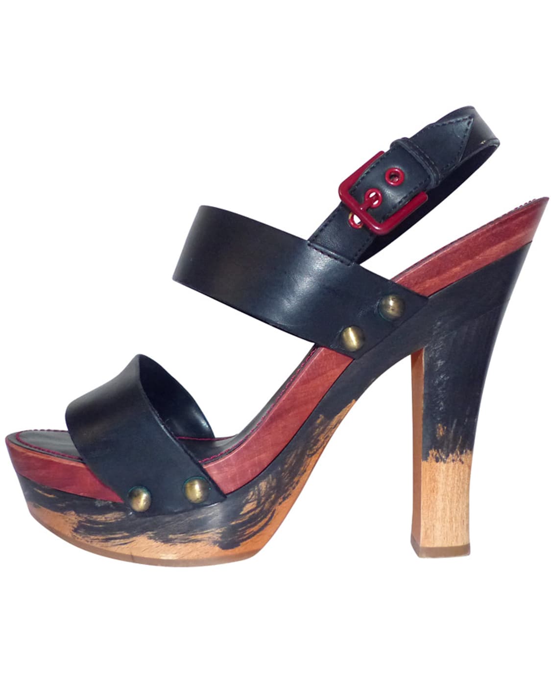 입생로랑 블랙 가죽 가보시 스트랩 샌들힐 245 상품이미지2