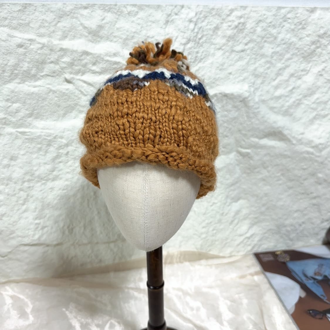 빈티지 핸드메이드 뜨개질 코위찬 비니 모자 상품이미지1