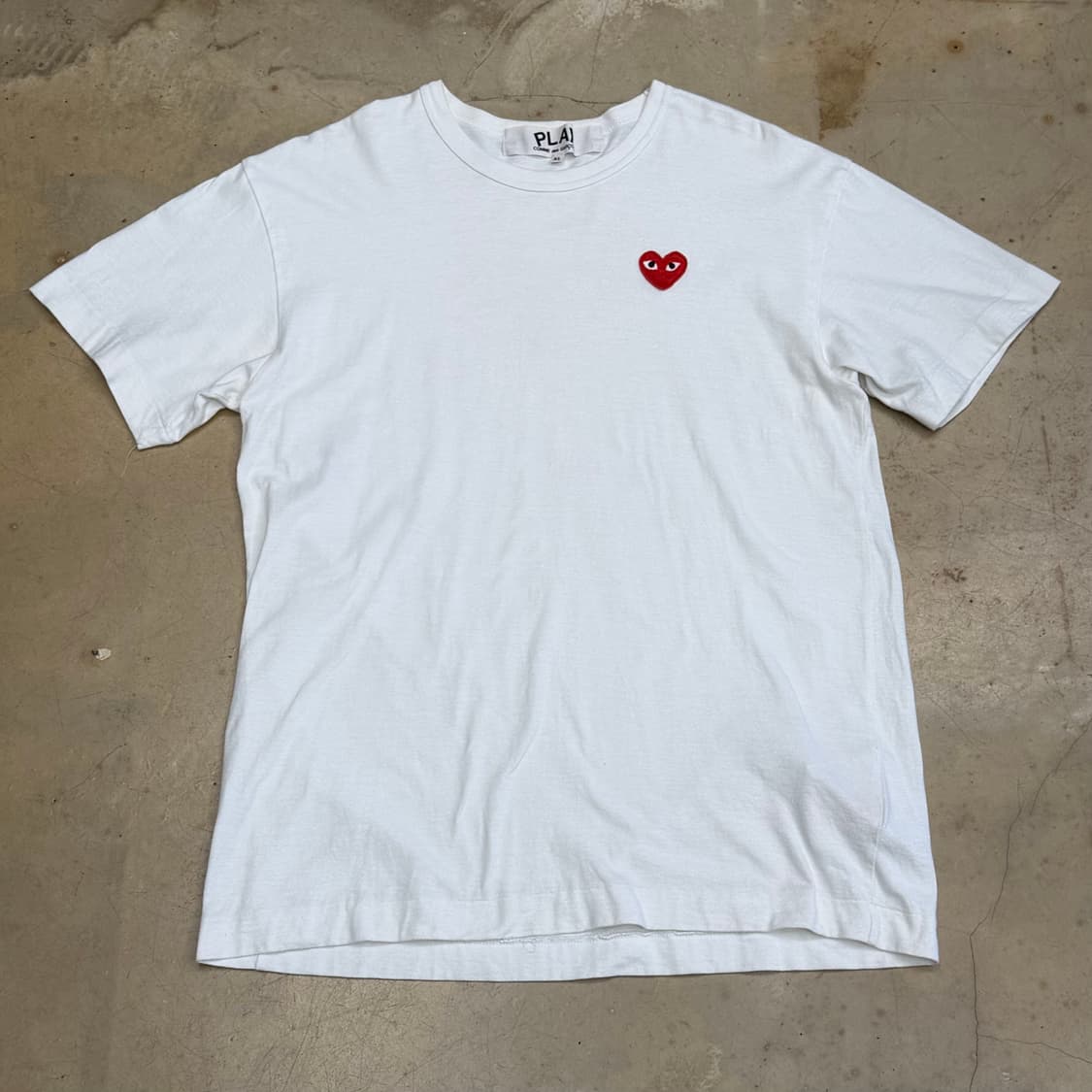 XL 꼼데가르송 레드 하트 와펜 화이트 반팔티 상품이미지2