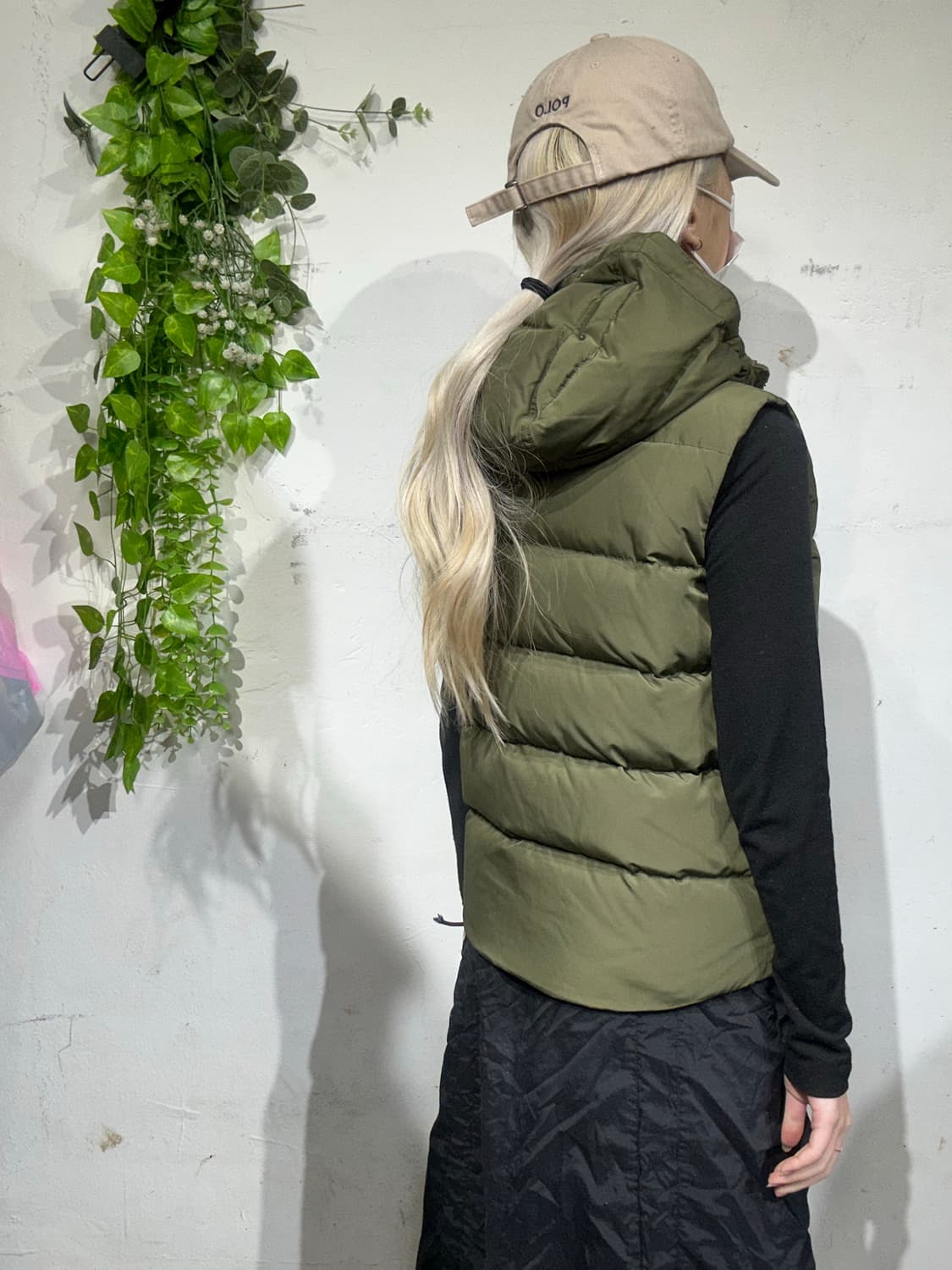 타미 힐피거 카키 후드 패딩 조끼 베스트 상품이미지3