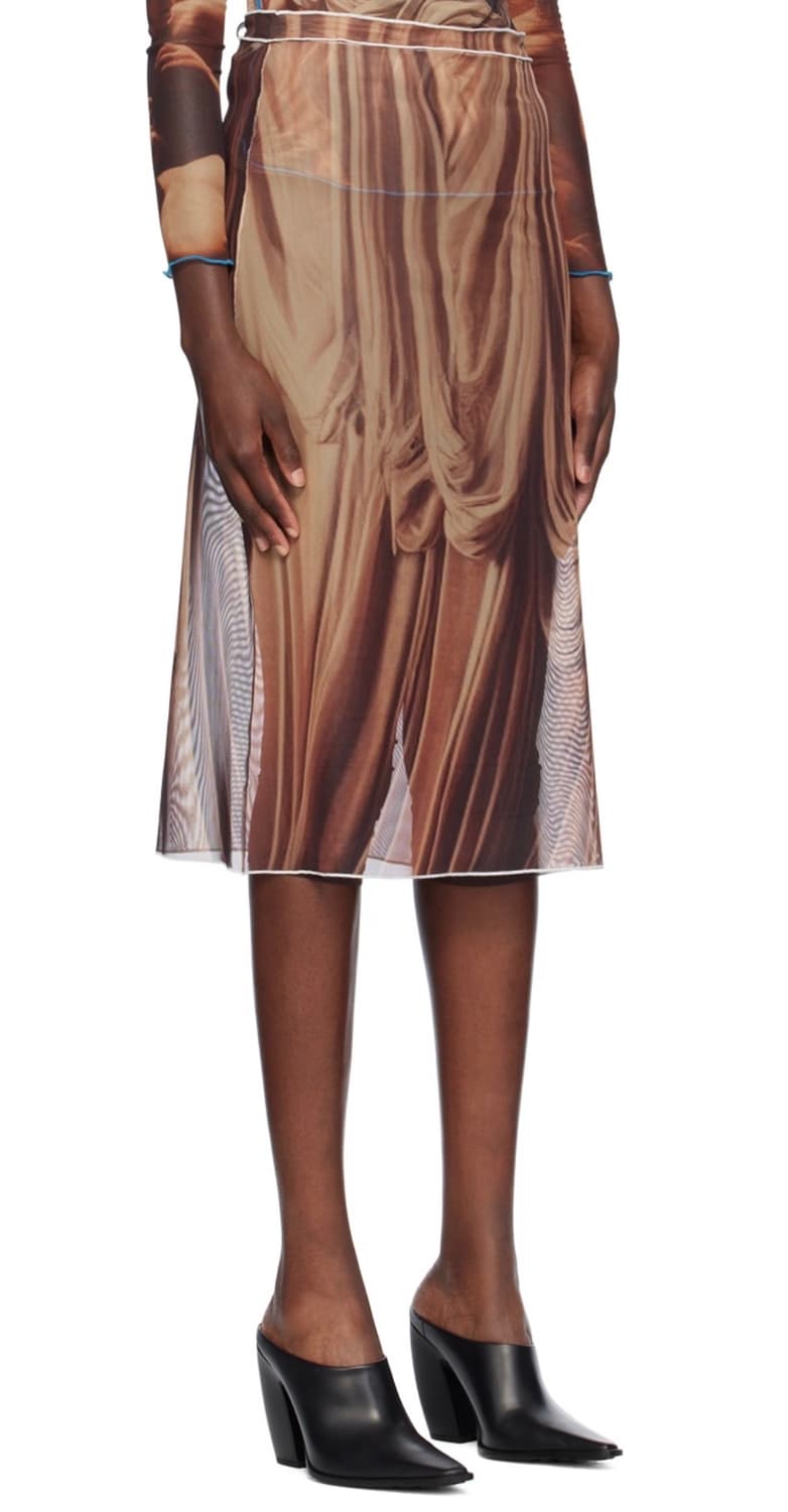 Rokh Brown Draped Printed Midi Skirt 상품이미지2