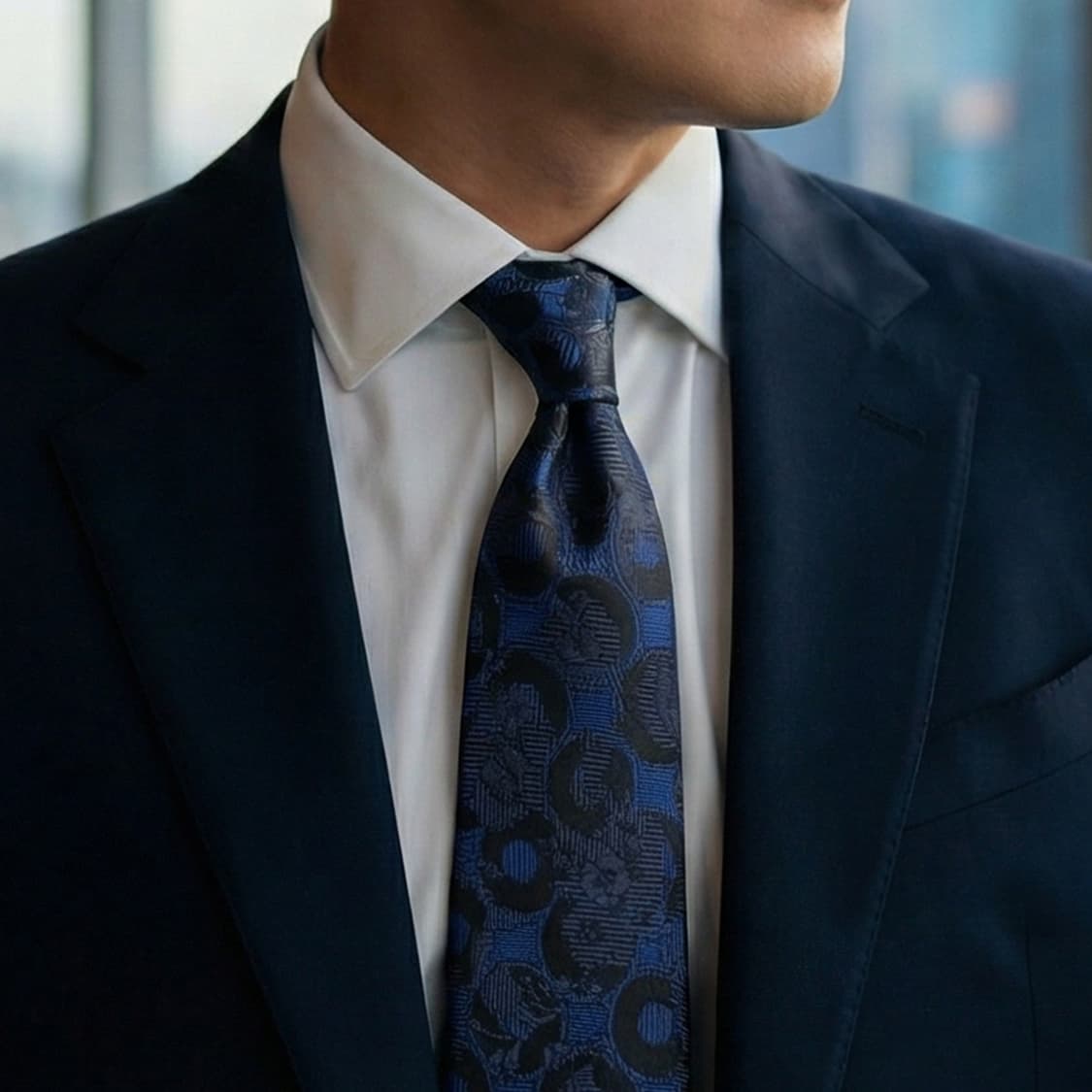 벨그라비아 실크 네이비 자카드 패턴 넥타이 9cm A+등급 A19382
 상품이미지1