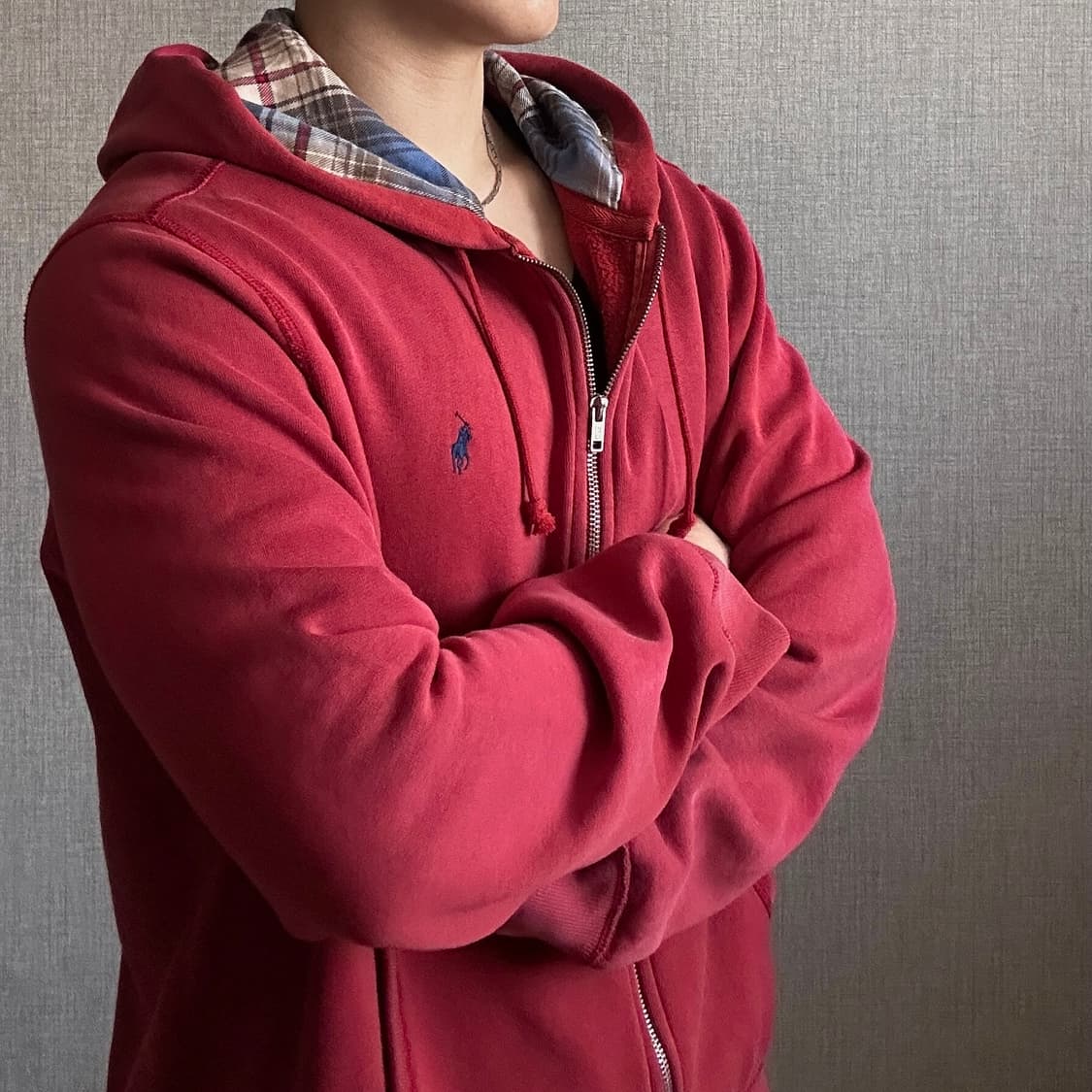 폴로 랄프로렌 포니 레드 후드집업 XL 상품이미지4