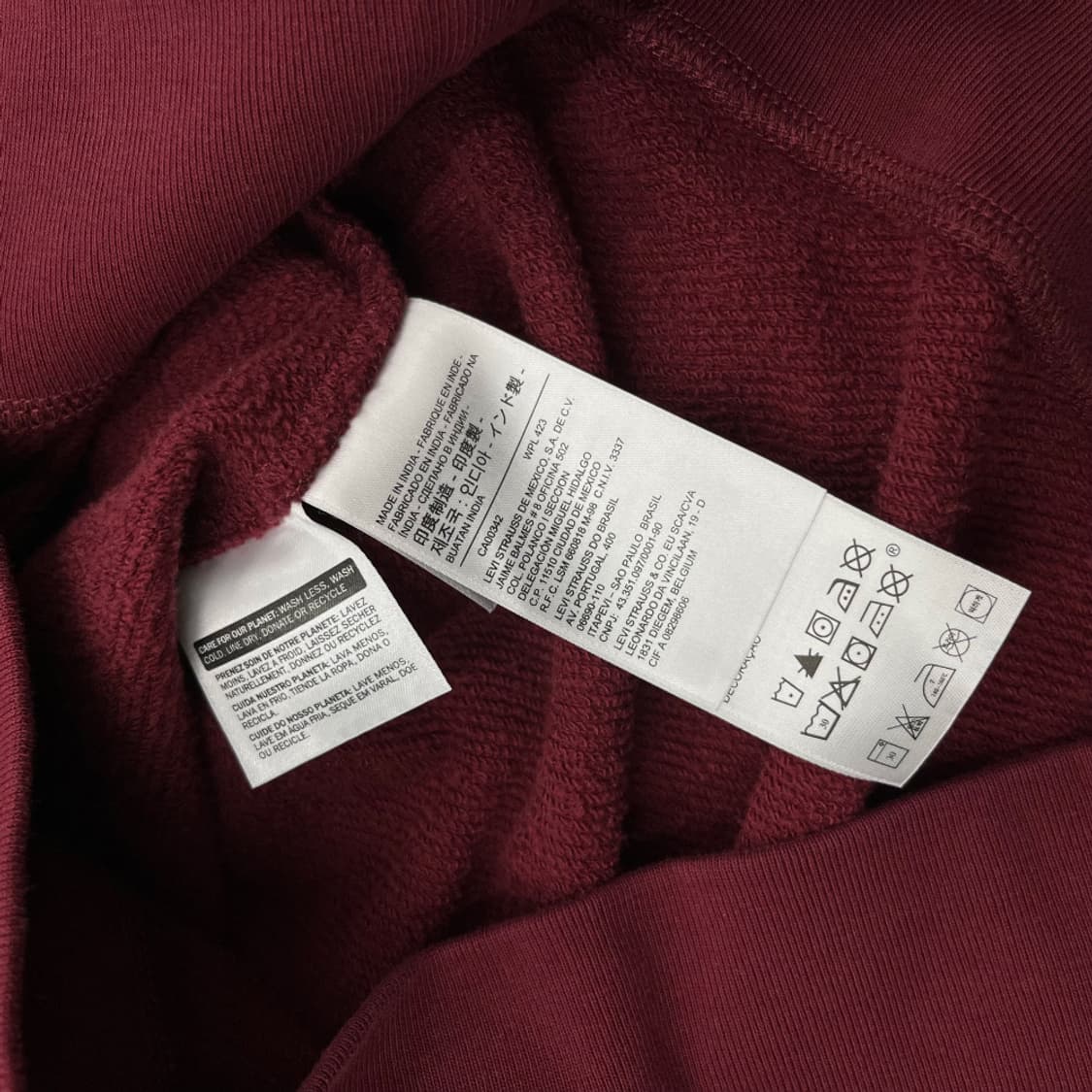 리바이스 버건디 자수로고 후드 L 상품이미지6