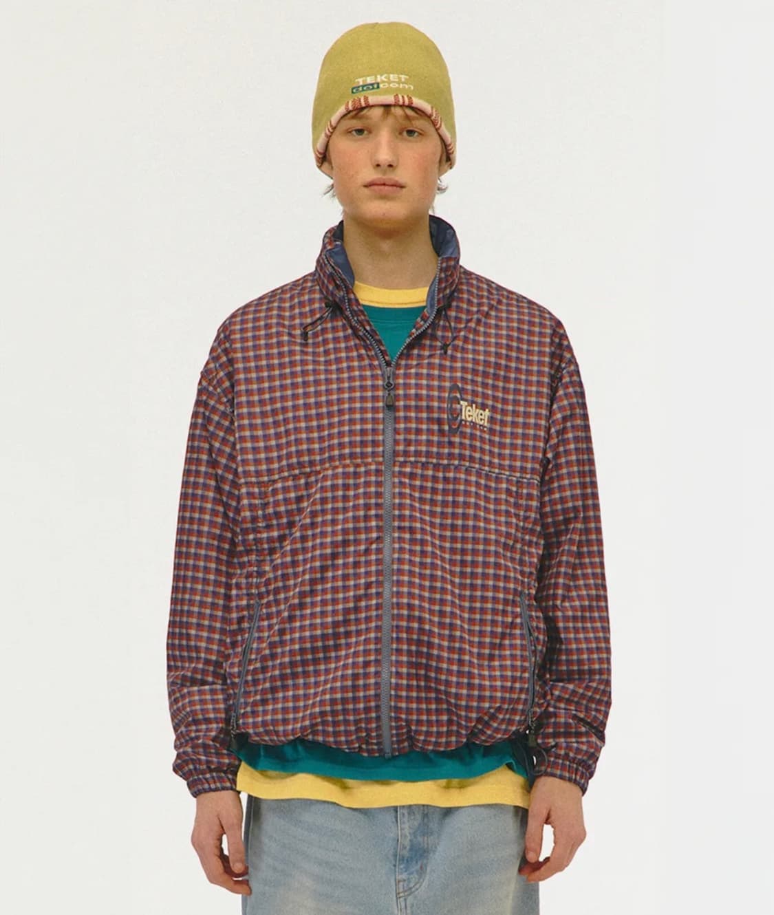 테켓 Symbol Check Wind Jacket Navy 상품이미지1