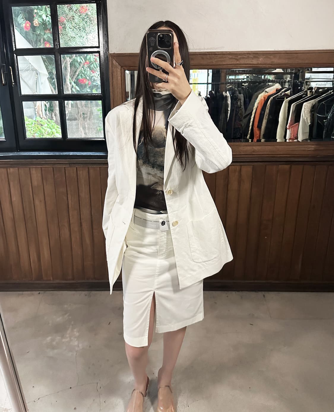 JPV blue print sheer top 상품이미지2