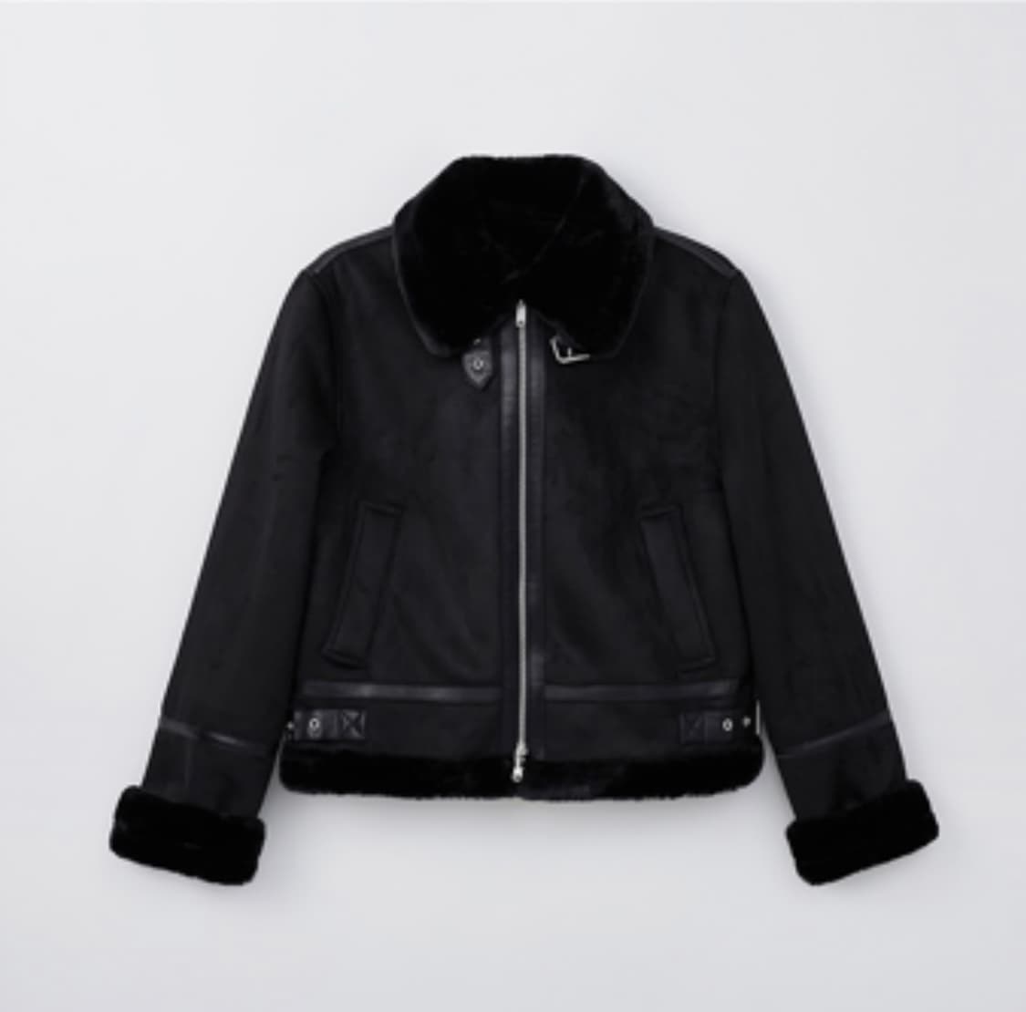 스파오 퍼배색 무스탕 블랙 s 상품이미지1