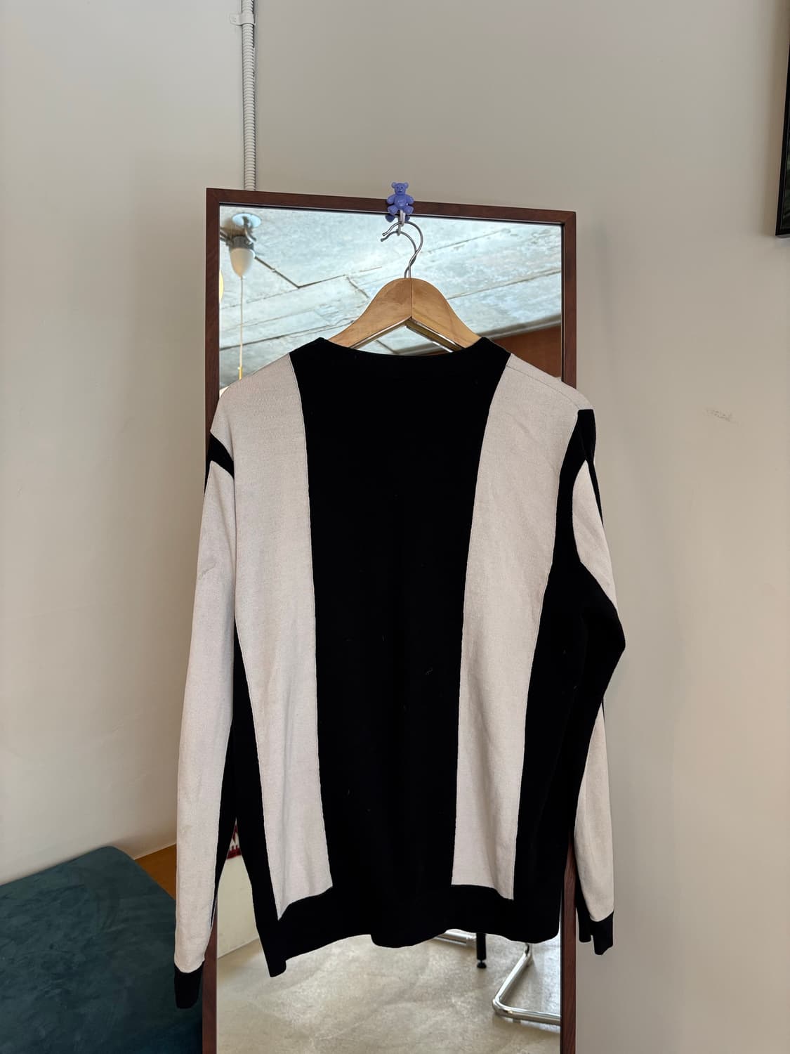 SYSTEM 블랙/화이트 스트라이프 가디건 상품이미지6