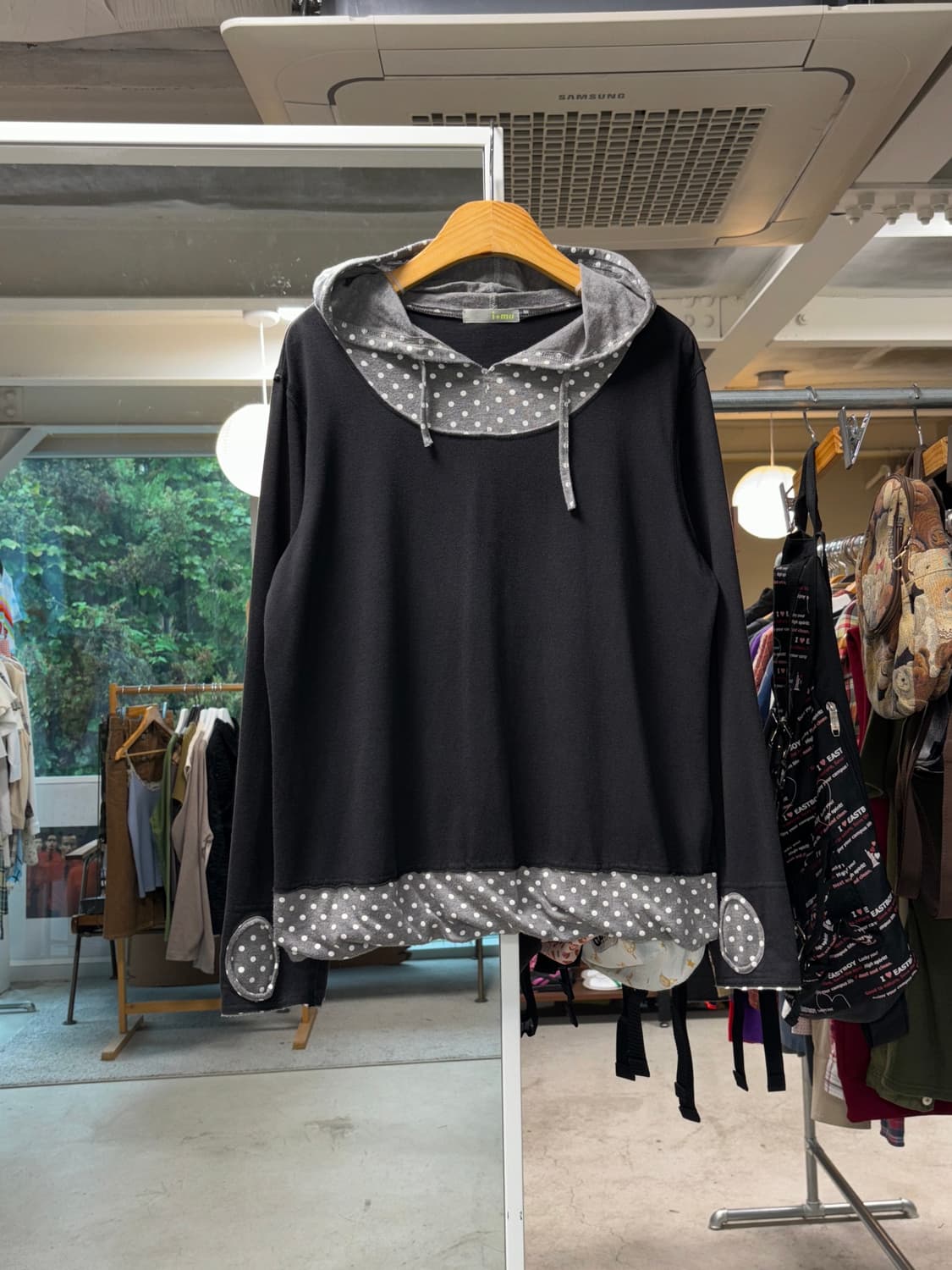 I+mu 도트 레이어드 후디 상품이미지1