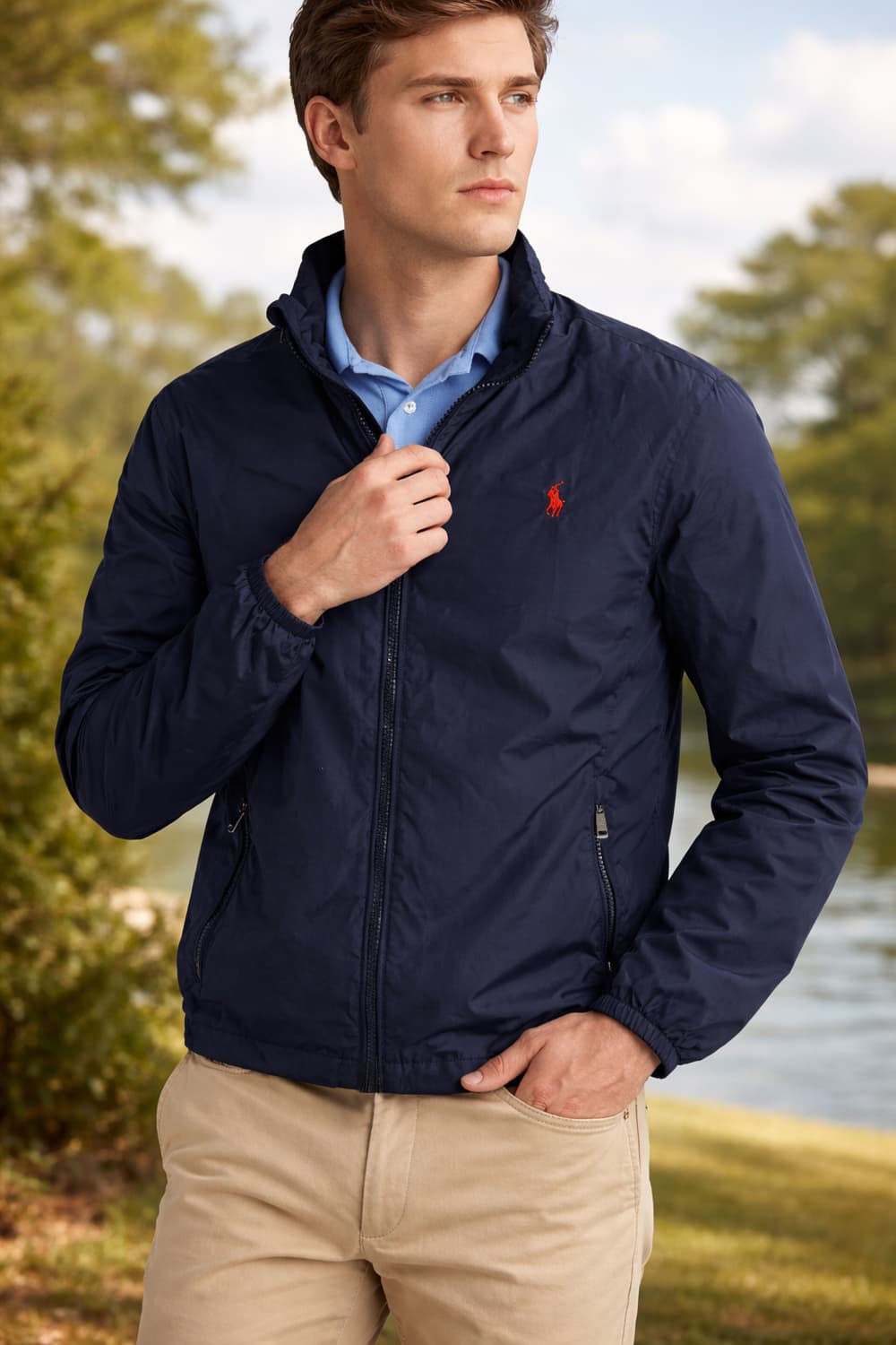 폴로랄프로렌 히든 후드 나일론 바람막이 자켓 네이비 s 새상품 상품이미지1
