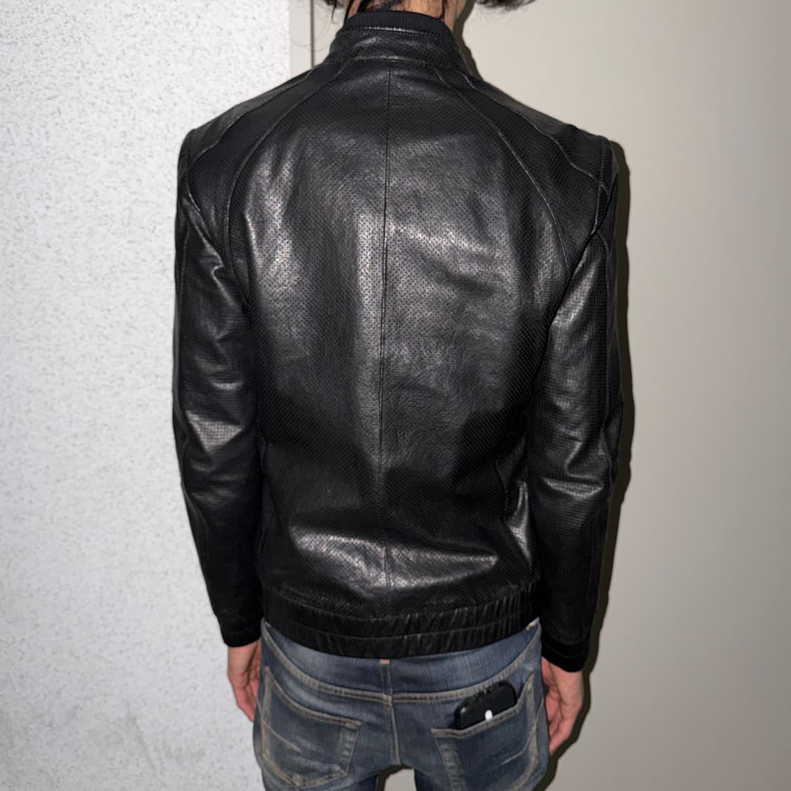 펀칭 레더 봄버 자켓 상품이미지2