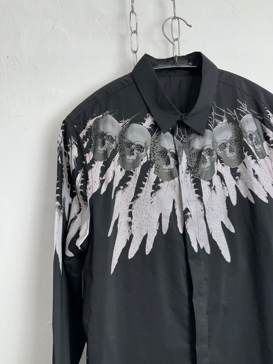 Black Skull & Wing Graphic Rhinestone Sh 상품이미지4