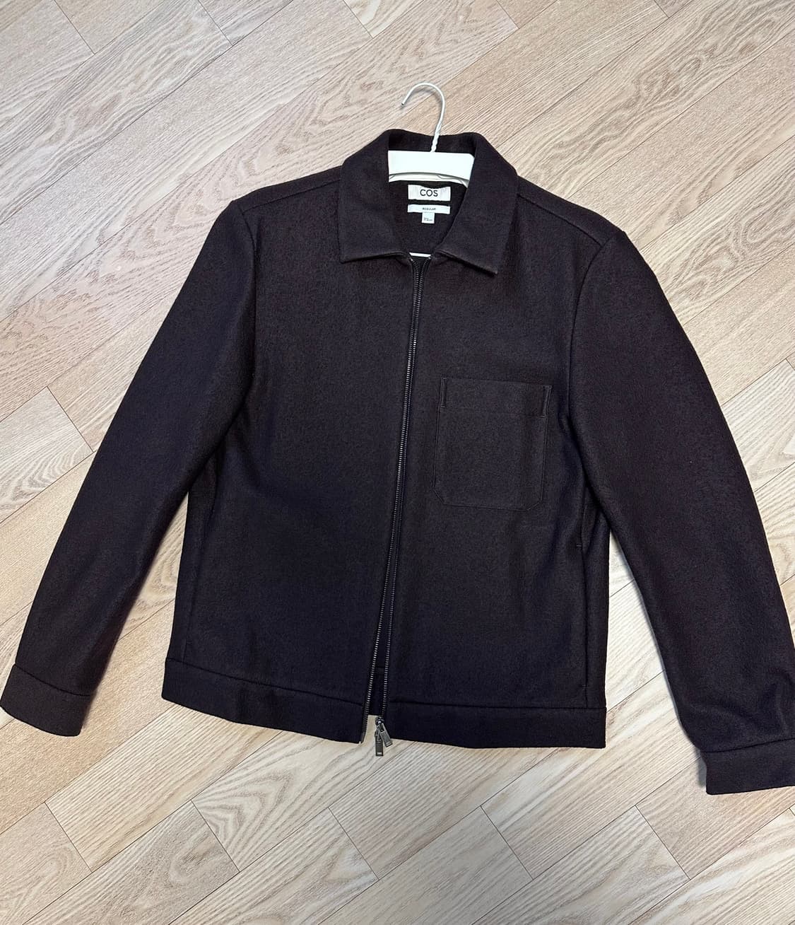 COS 레귤러 핏 집업 재킷 자켓 보일드 울 M 사이즈 브라운 상품이미지1