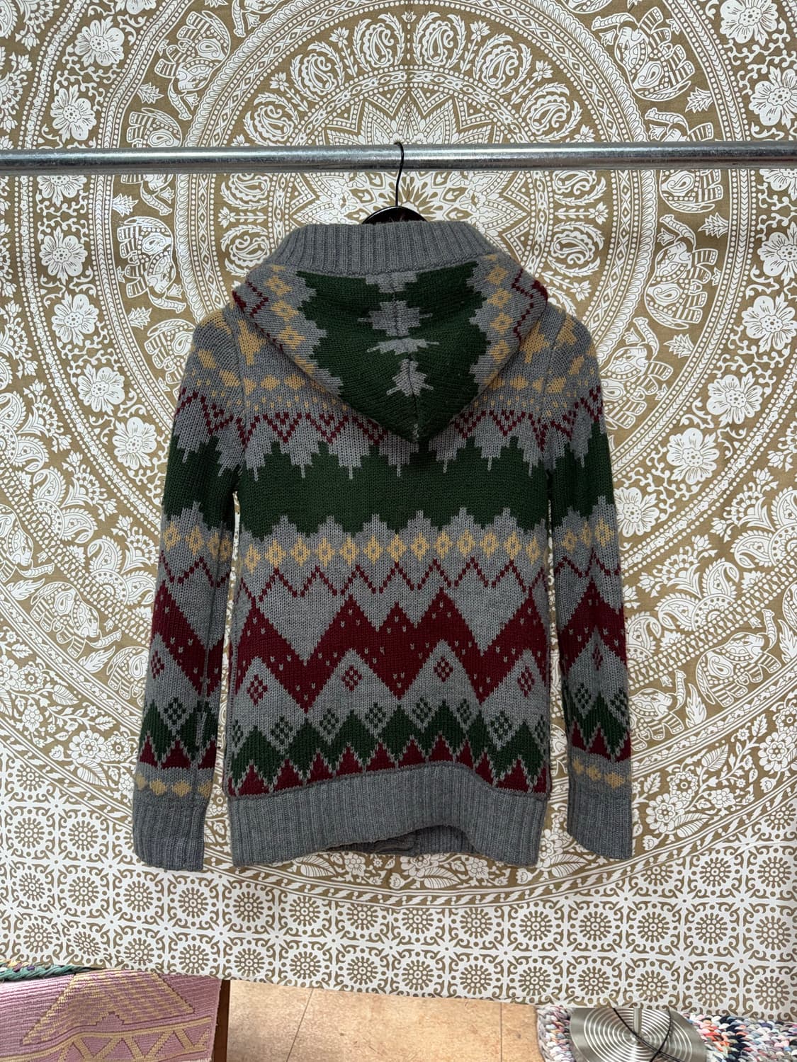 빈티지 에스닉 양털 기모 니트 후드 가디건  상품이미지6